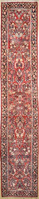 Image 26769641 - Us Re-Import Saruk, Persia, early 20th centurywool on cotton, approx. 405 x 80 cm, condition: 2, (old moth trail on the edge)