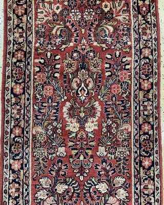 26769641c - Us Re-Import Saruk, Persia, early 20th centurywool on cotton, approx. 405 x 80 cm, condition: 2, (old moth trail on the edge)