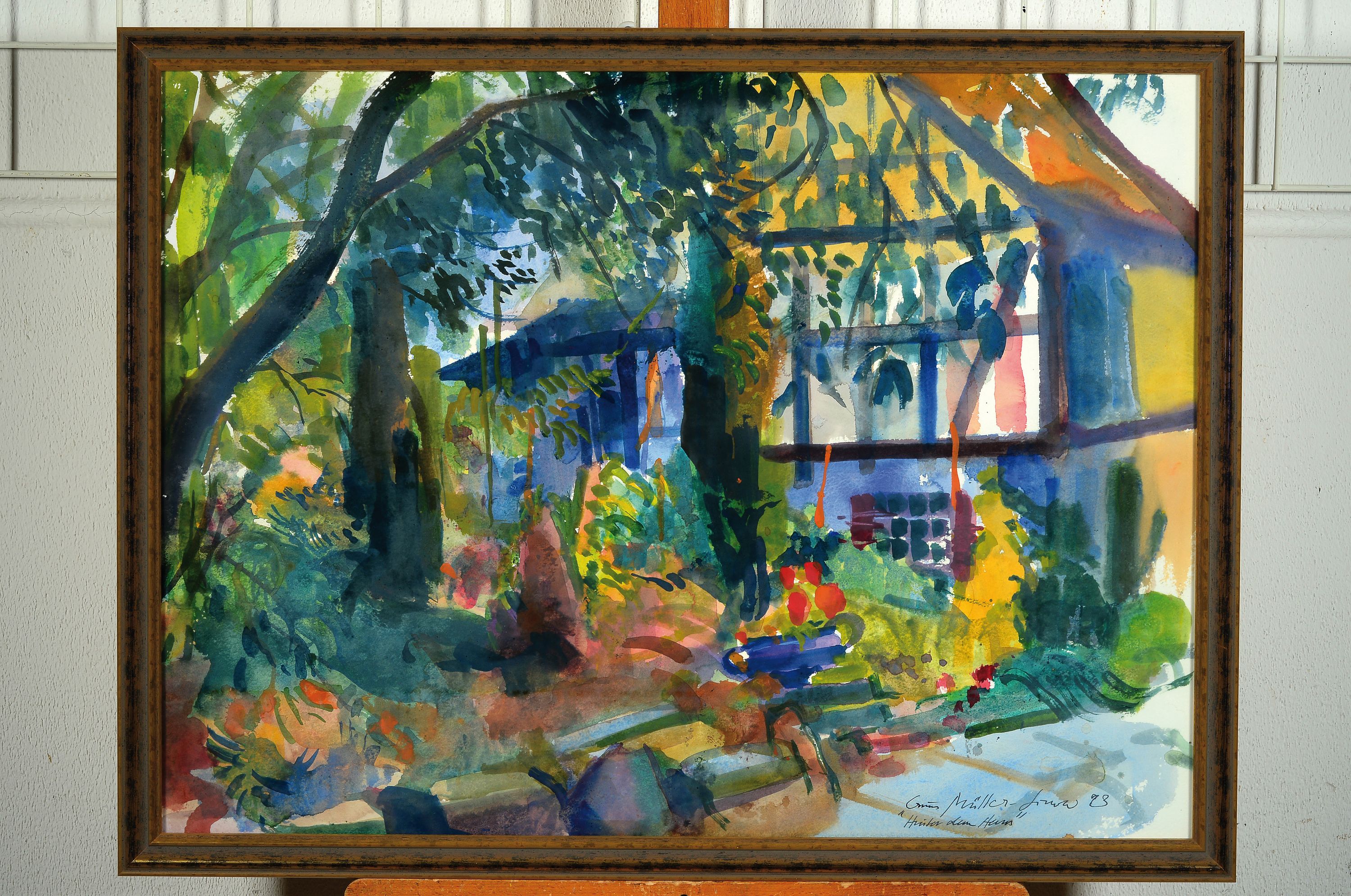 Bruno Müller-Linow, 1909 Pasewalk-1997 Hochscheid, Aquarell, "Hinter dem Haus", 1973, signiert, datiert und betitelt, unter Glas gerahmt ...