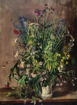 Image 26771304 - Eugen Knaus, 1900 Mannheim-1976 Lampertheim, still life with field flowers, oil/canvas, signed lower right, minor traces of age, approx. 100 x 75 cm, frame approx. 114x89cm