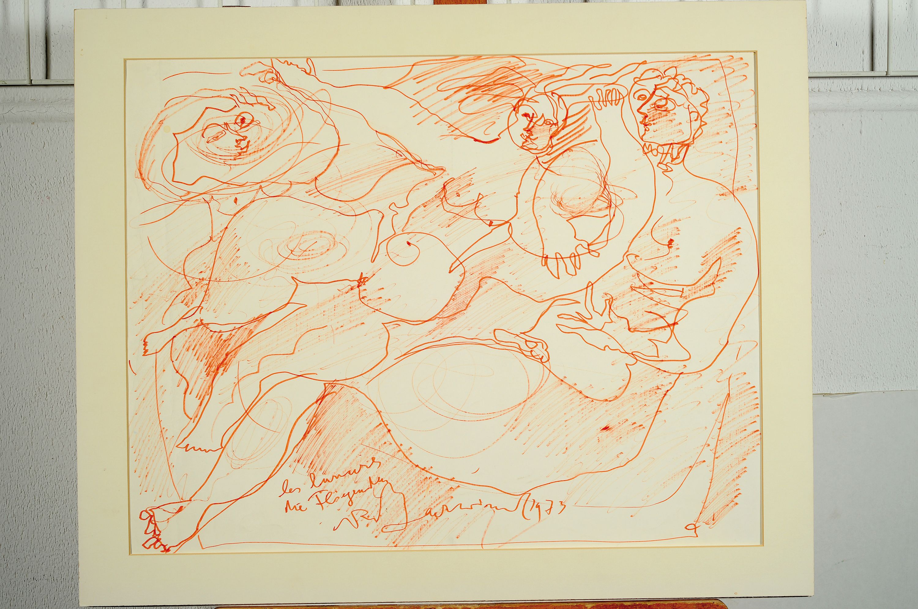 Detail k: Rudi Baerwind, 1910 - 1982, drei Original Zeichnungen, a. Urteil des Paris, Bleistiftzeichnung, signiert, dat. 1973, 48 x 61 cm, Altersspuren b. Die ...