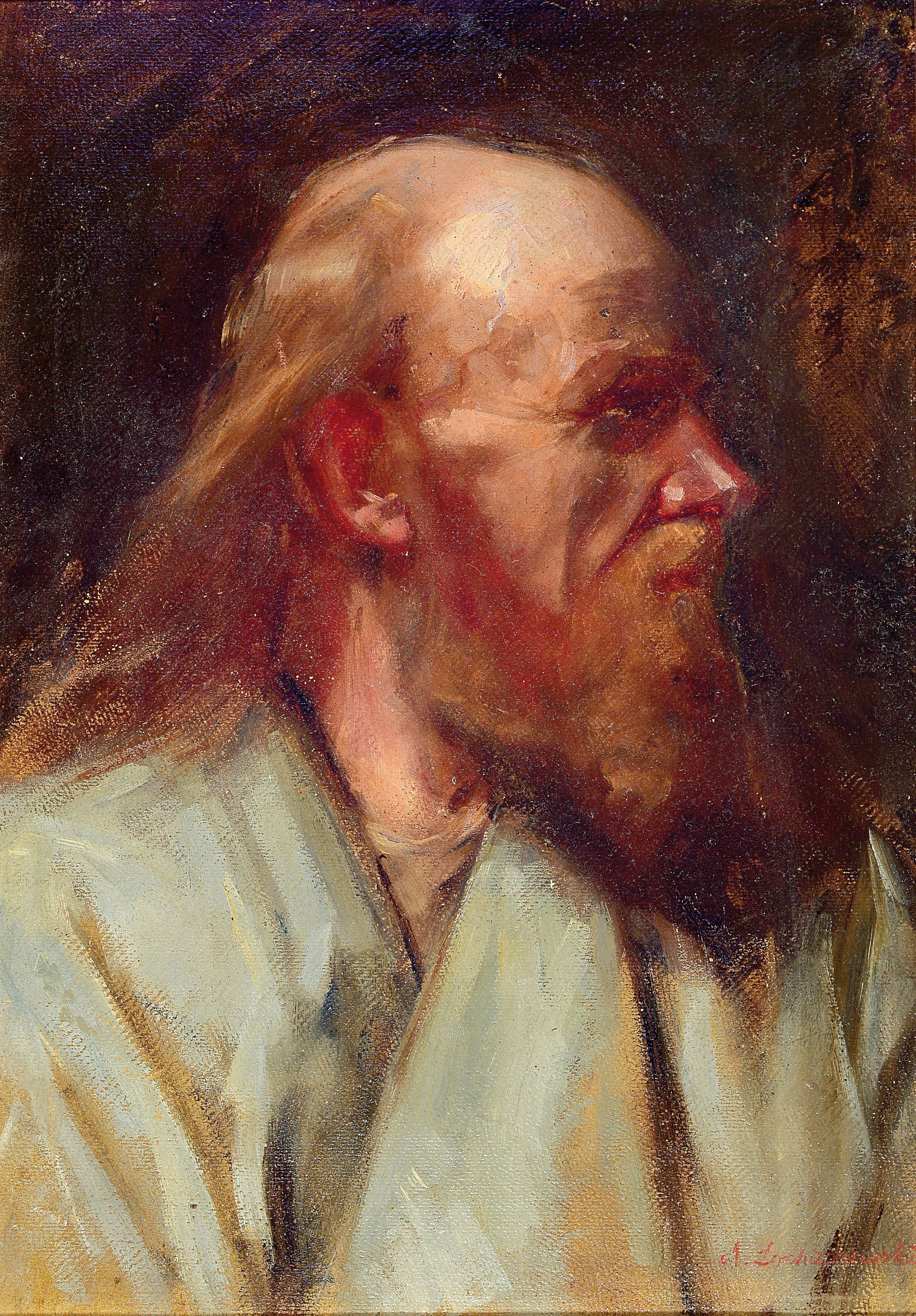 Alexander Sochaczewski, 1843-1923, Porträt eines bärtigen Mannes, Öl/Malkarton, rechts unten signiert, kleine Farbfehlstelle, ca. 50x36cm, R. ca. ...