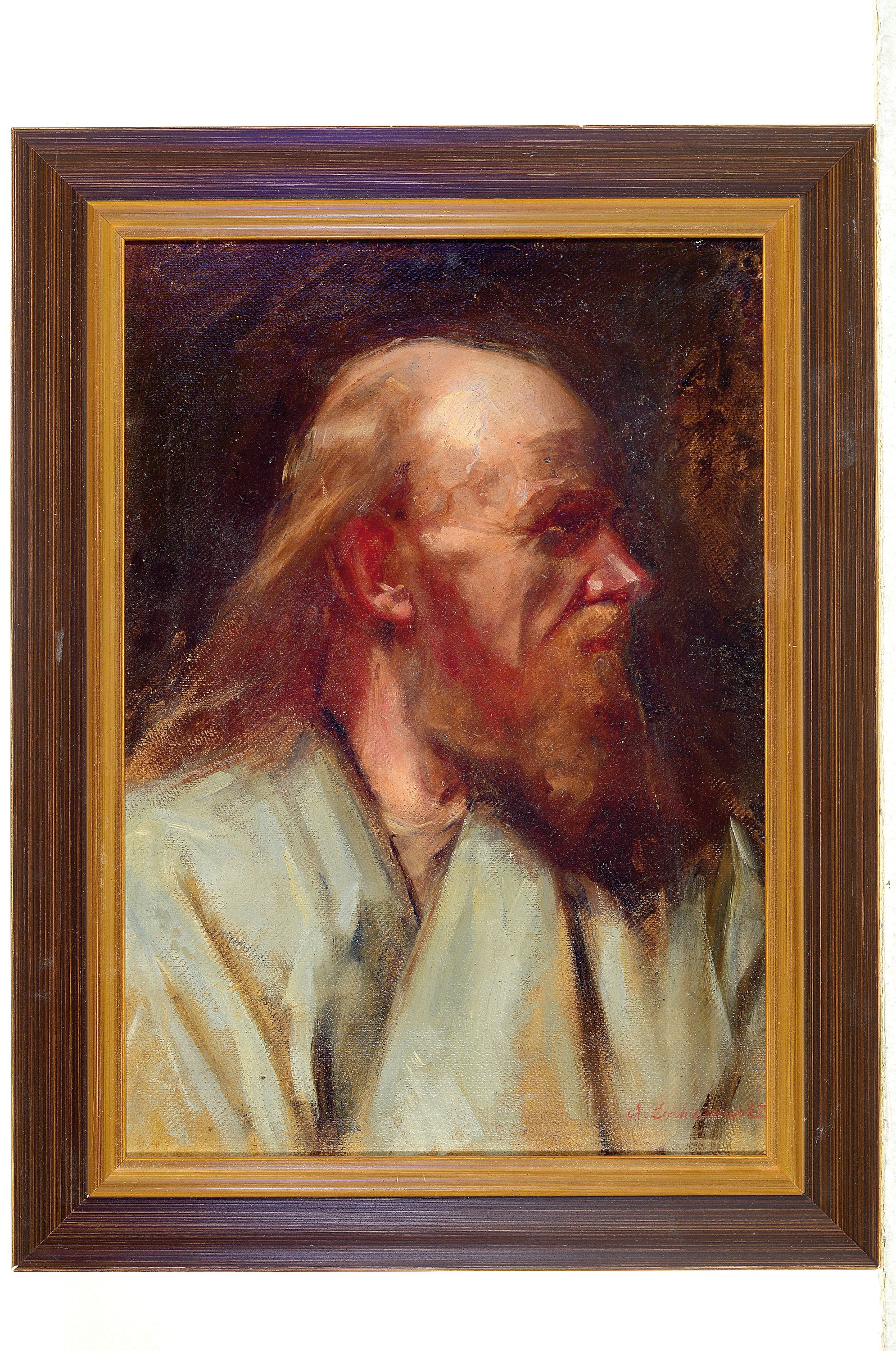 Detail k: Alexander Sochaczewski, 1843-1923, Porträt eines bärtigen Mannes, Öl/Malkarton, rechts unten signiert, kleine Farbfehlstelle, ca. 50x36cm, R. ca. ...
