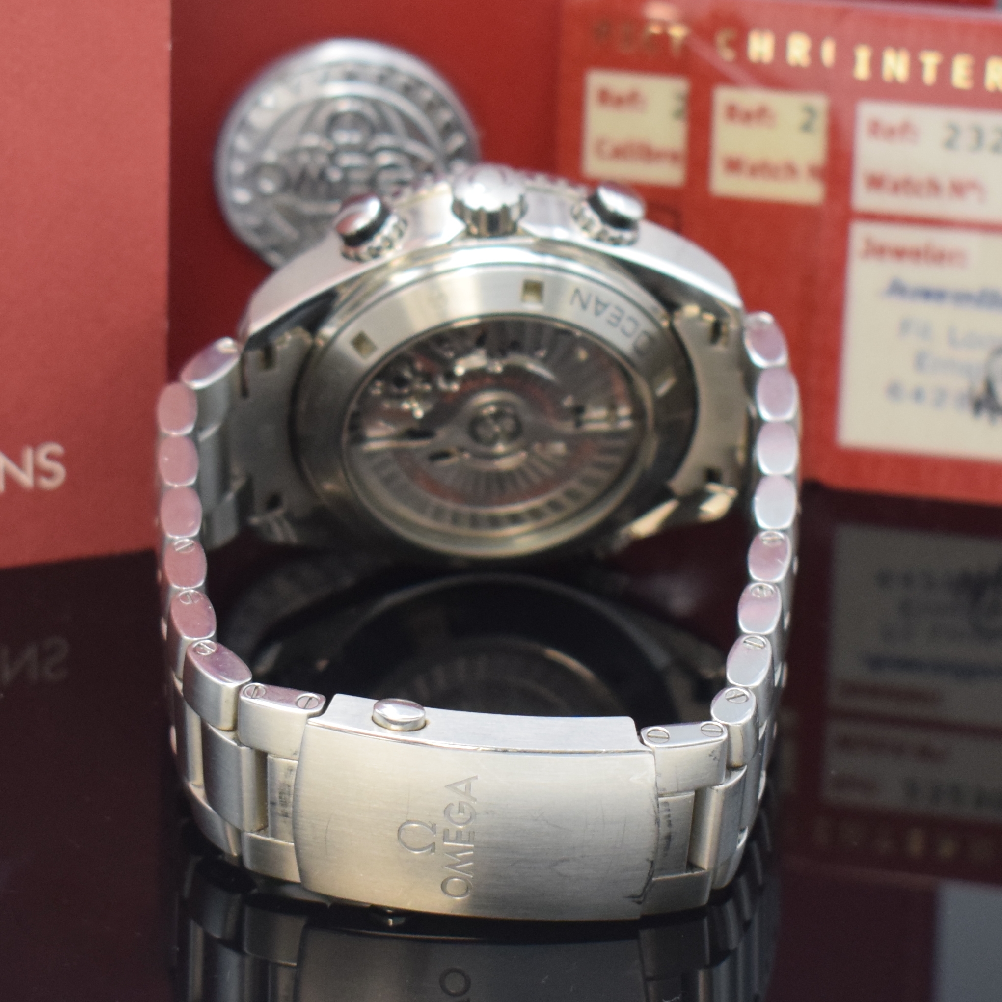 Detail b: OMEGA Seamaster Planet Ocean Chronometer Herrenchronograph Co-Axial Referenz 232.30.46.51.01.001, Schweiz verk. lt. beil. Pap. 01/2013, Automatik, ...