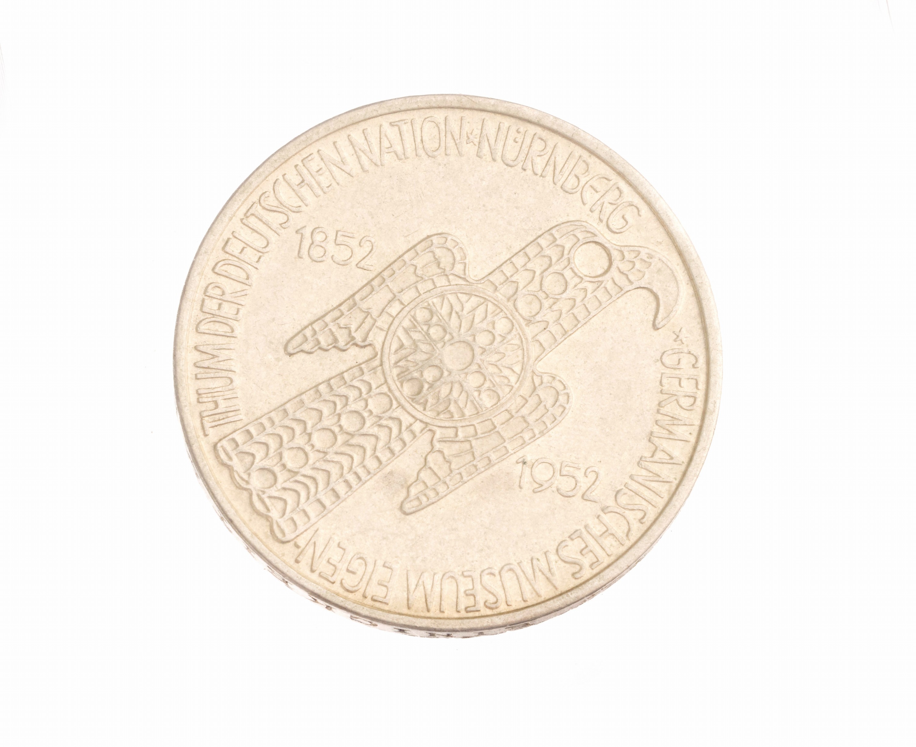 5 Mark Silbermünze, Deutschland 1952, Germanisches Museum Nürnberg, Prägemarke D