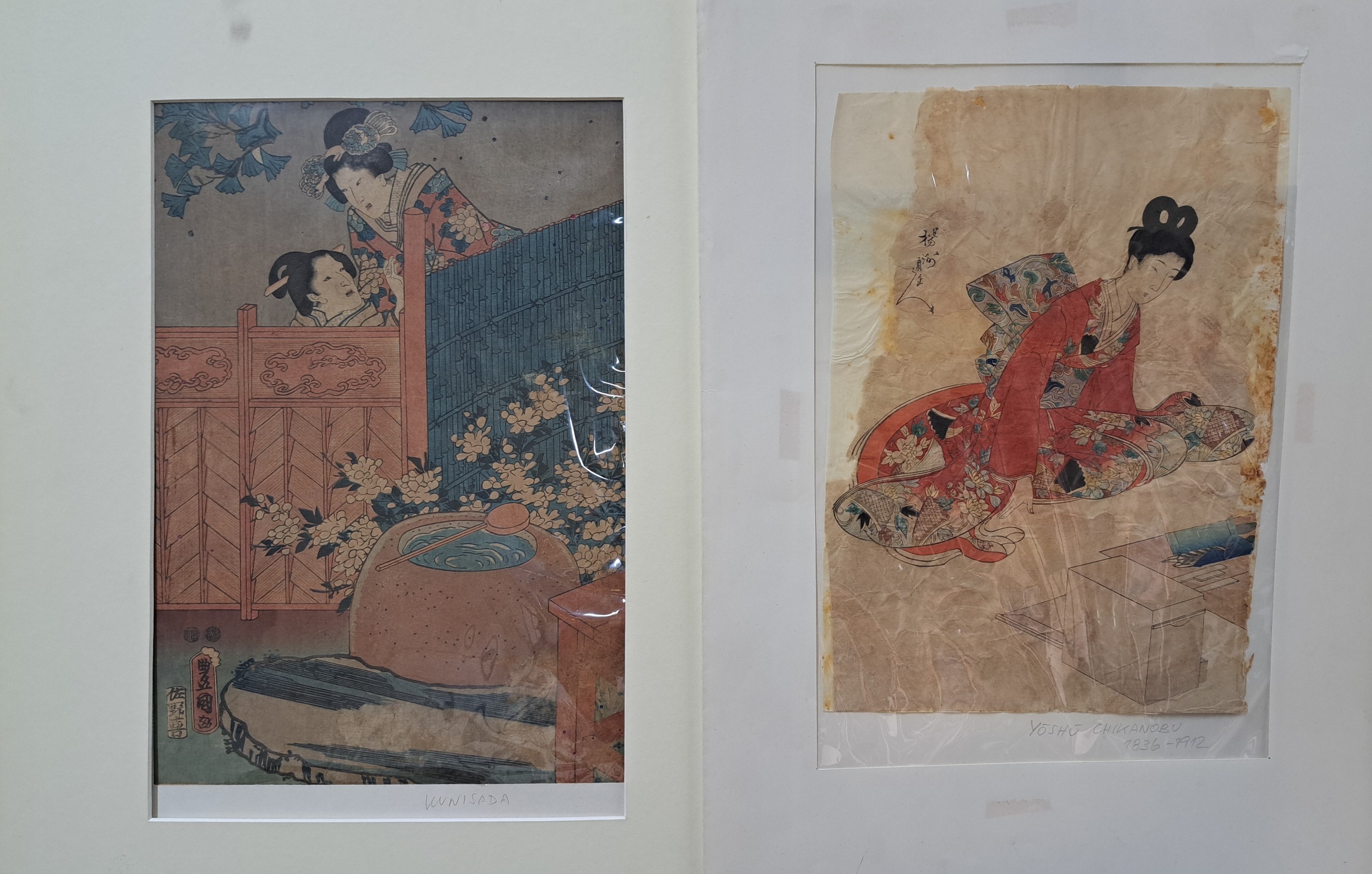 Detail a: Sammlung aus 28 japanischen Farbholzschnitten Ukiyo-e, 19. Jh., u.a.: Eisen, Toyokuni I und II, Kunisada, Utagawa, Hokusai, Kuniyoshi und andere, ...