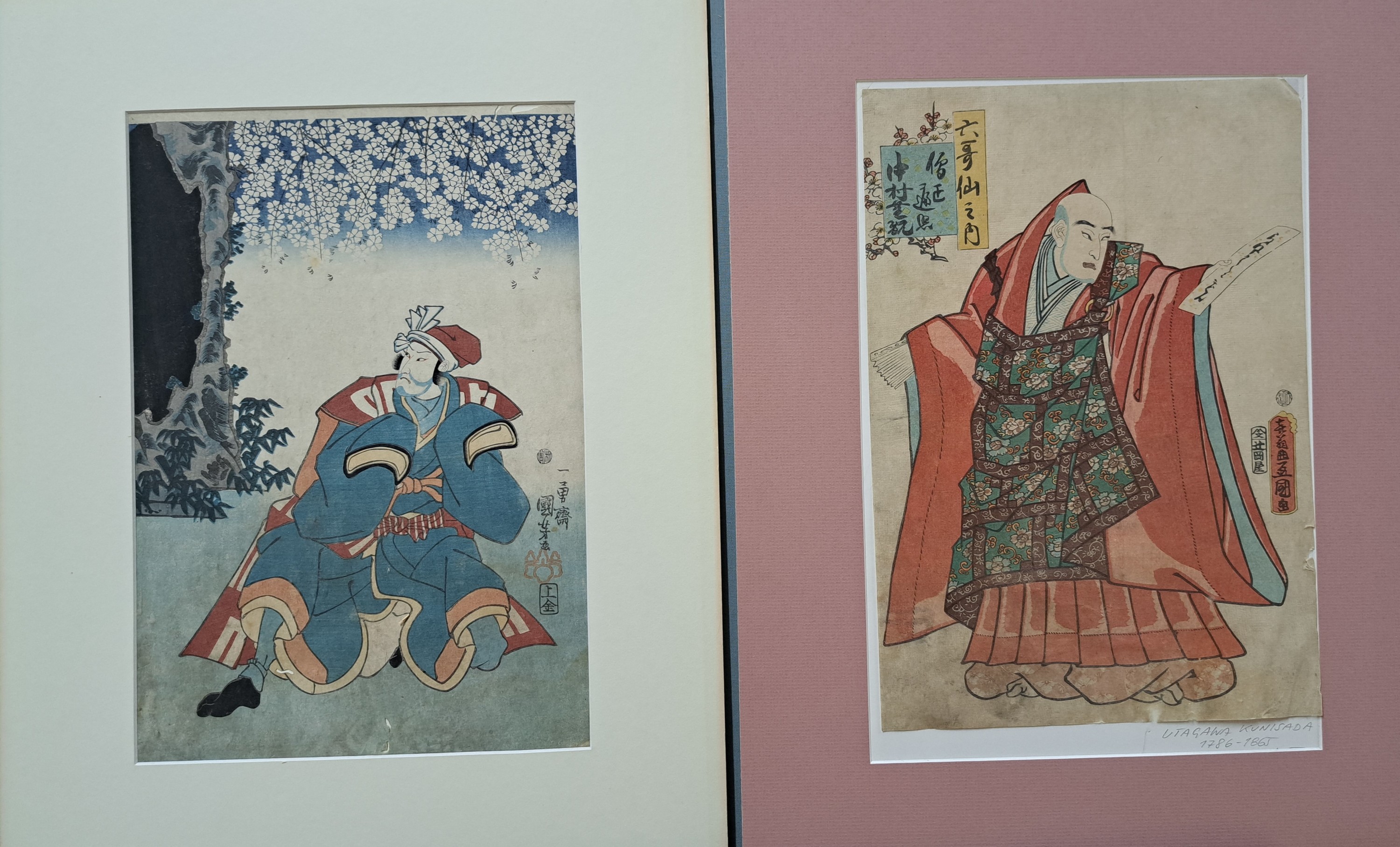 Detail d: Sammlung aus 28 japanischen Farbholzschnitten Ukiyo-e, 19. Jh., u.a.: Eisen, Toyokuni I und II, Kunisada, Utagawa, Hokusai, Kuniyoshi und andere, ...