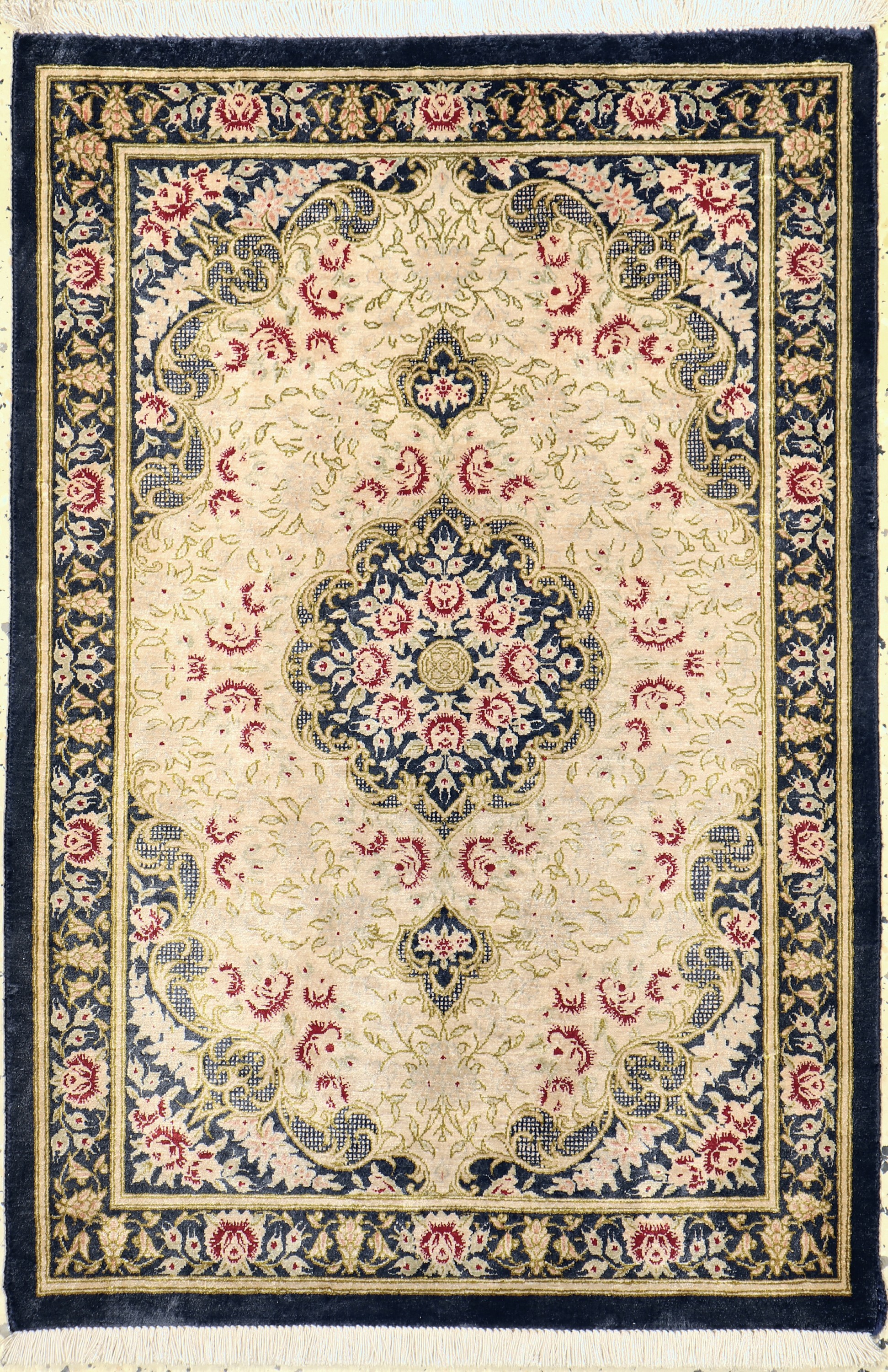 Ghom Seide, Persien, Ende 20.Jhd, reine Naturseide, ca. 88 x 60 cm, ca. 1,0 Mio. Kn/qm, EHZ: 1-2