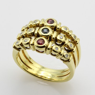 Image 26772424 - Ring mit Farbsteinen und Diamanten