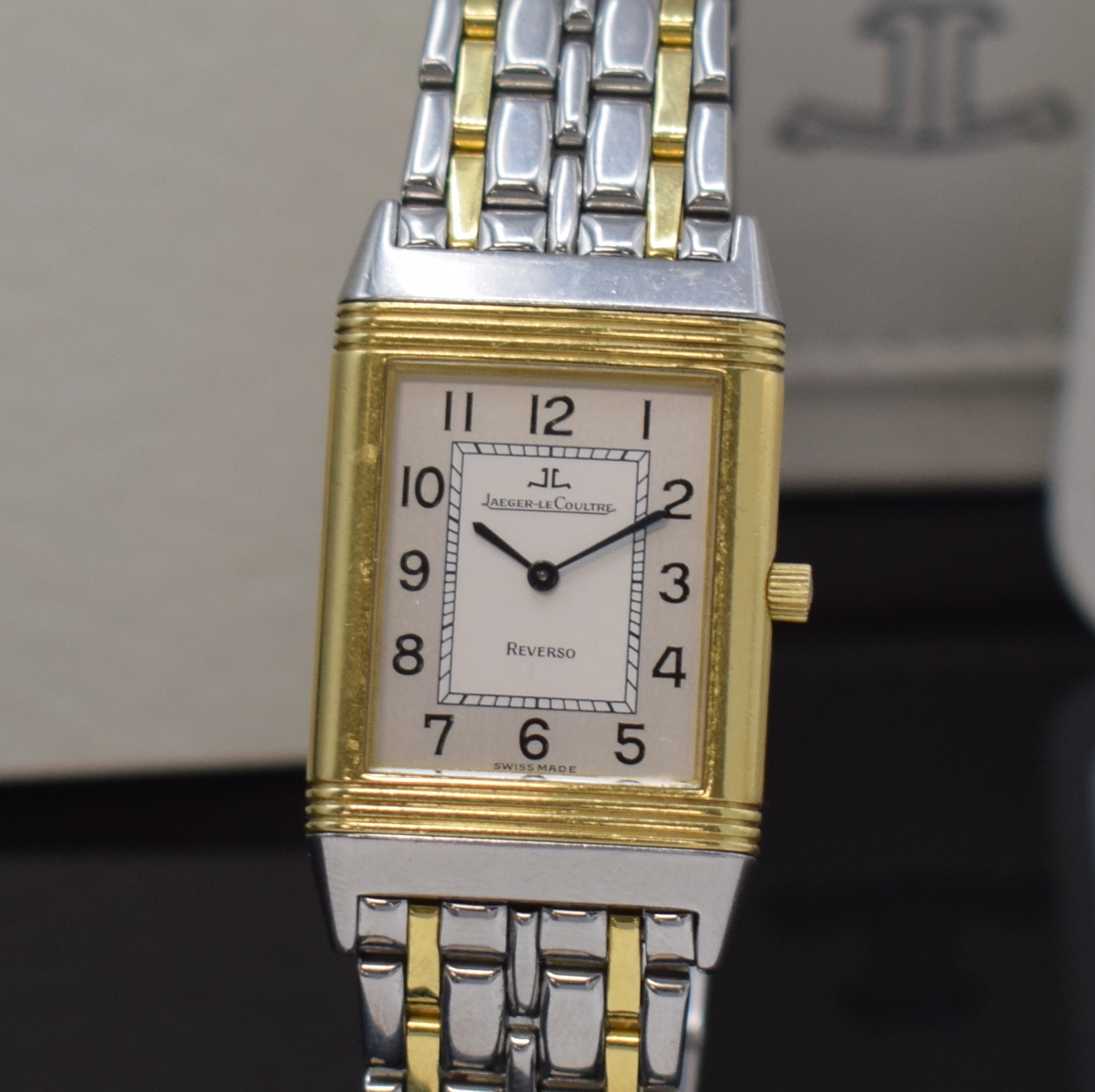 Detail a: Jaeger-LeCoultre Armbanduhr Reverso Classique Referenz 250.5.86 in Stahl/Gold, Schweiz verk. lt. beil. Zertifikat 11/1994, Handaufzug, um 180 Grad ...