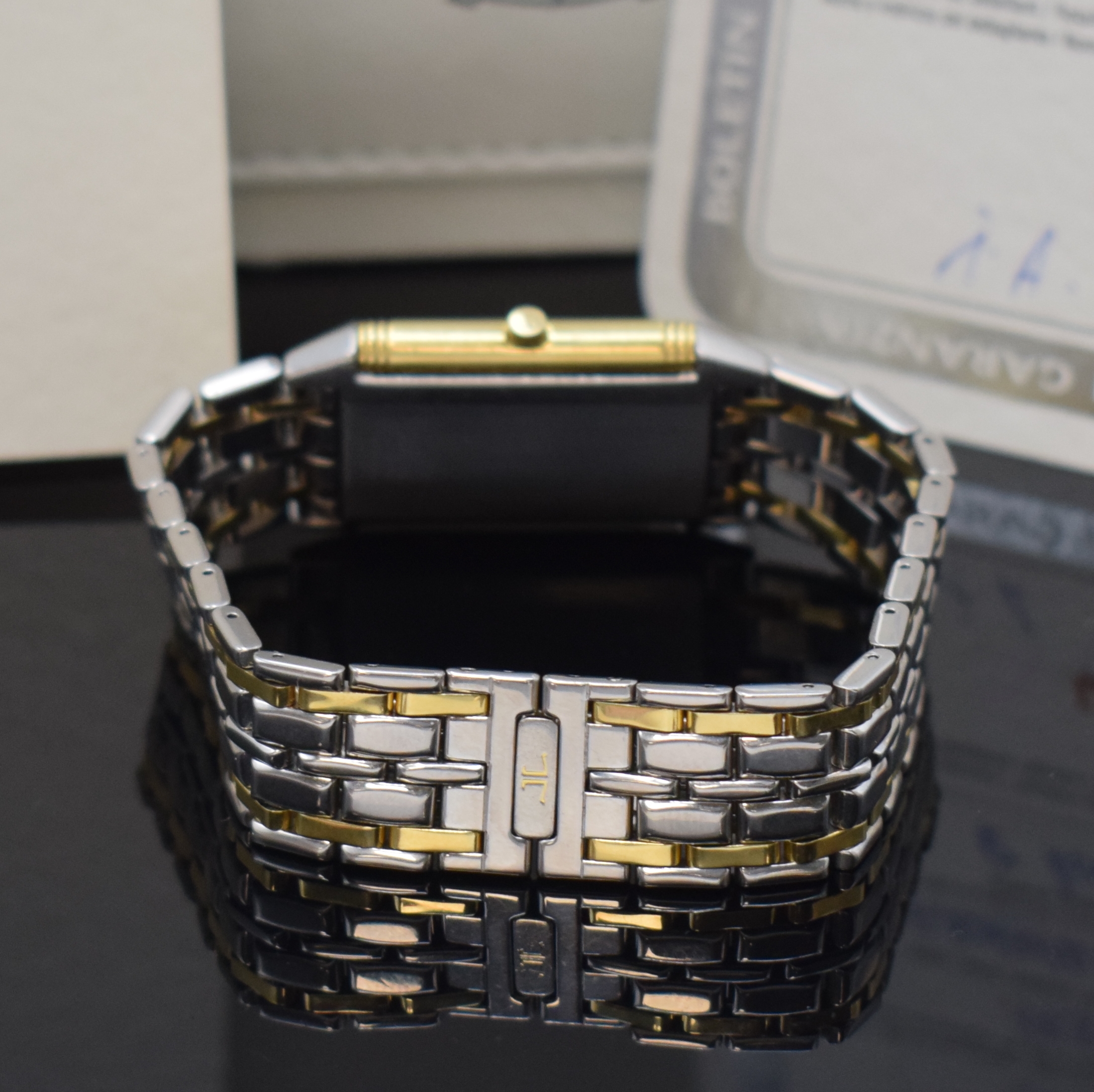 Detail b: Jaeger-LeCoultre Armbanduhr Reverso Classique Referenz 250.5.86 in Stahl/Gold, Schweiz verk. lt. beil. Zertifikat 11/1994, Handaufzug, um 180 Grad ...