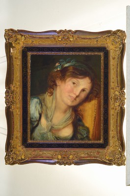 26772558k - Portraitist, German, around 1870, portrait of a young woman, oil/canvas, approx. 39x32cm, pomp frame, approx. 60x53cm