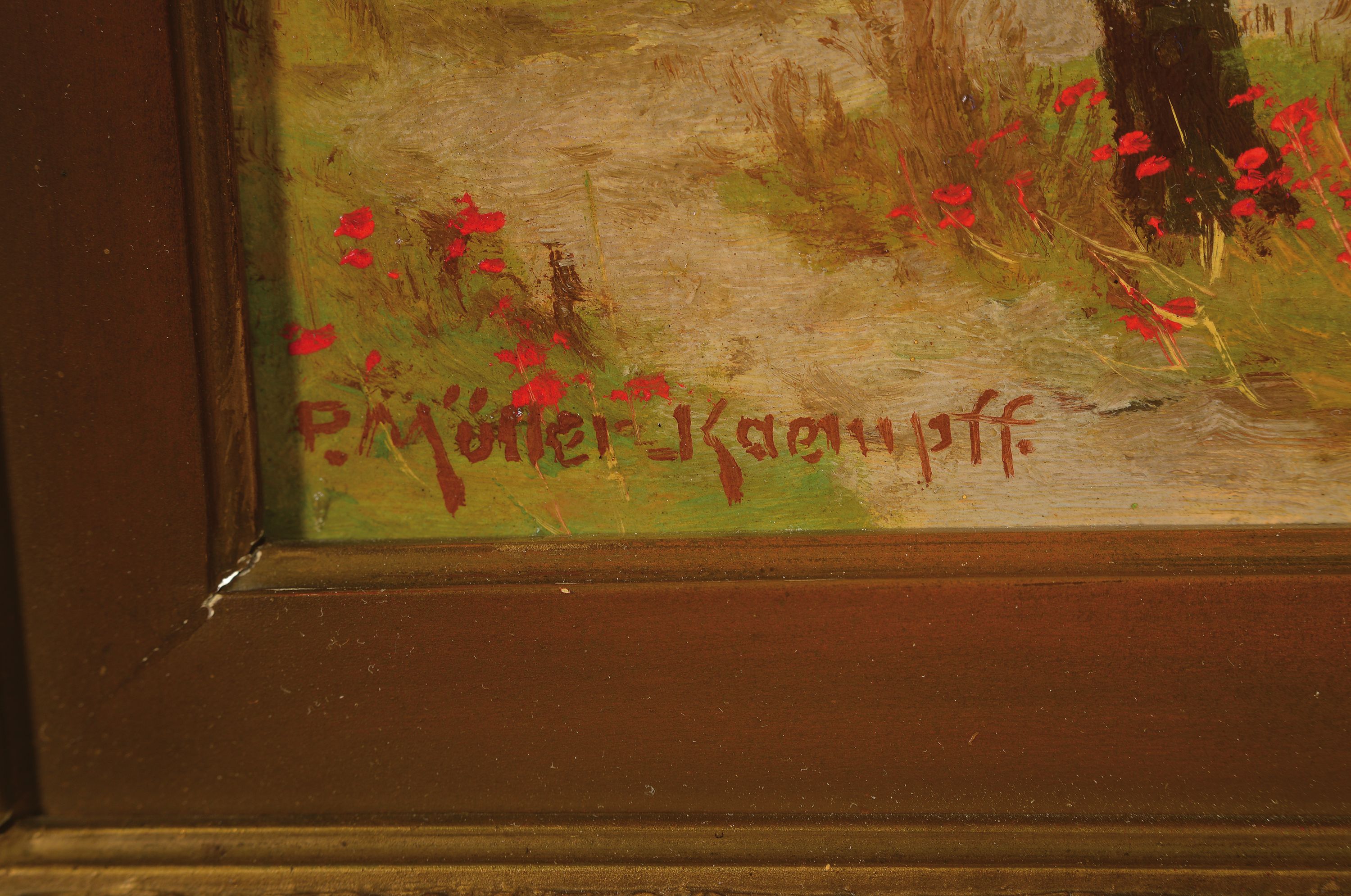 Detail a: Paul Müller-Kaempff, 1861 - 1941 Berlin, Pendant zu "Ein Tag im Sommer in den Wiesen bei Ahrenshoop. Blühender Mohn am Fuß der Birken", ...