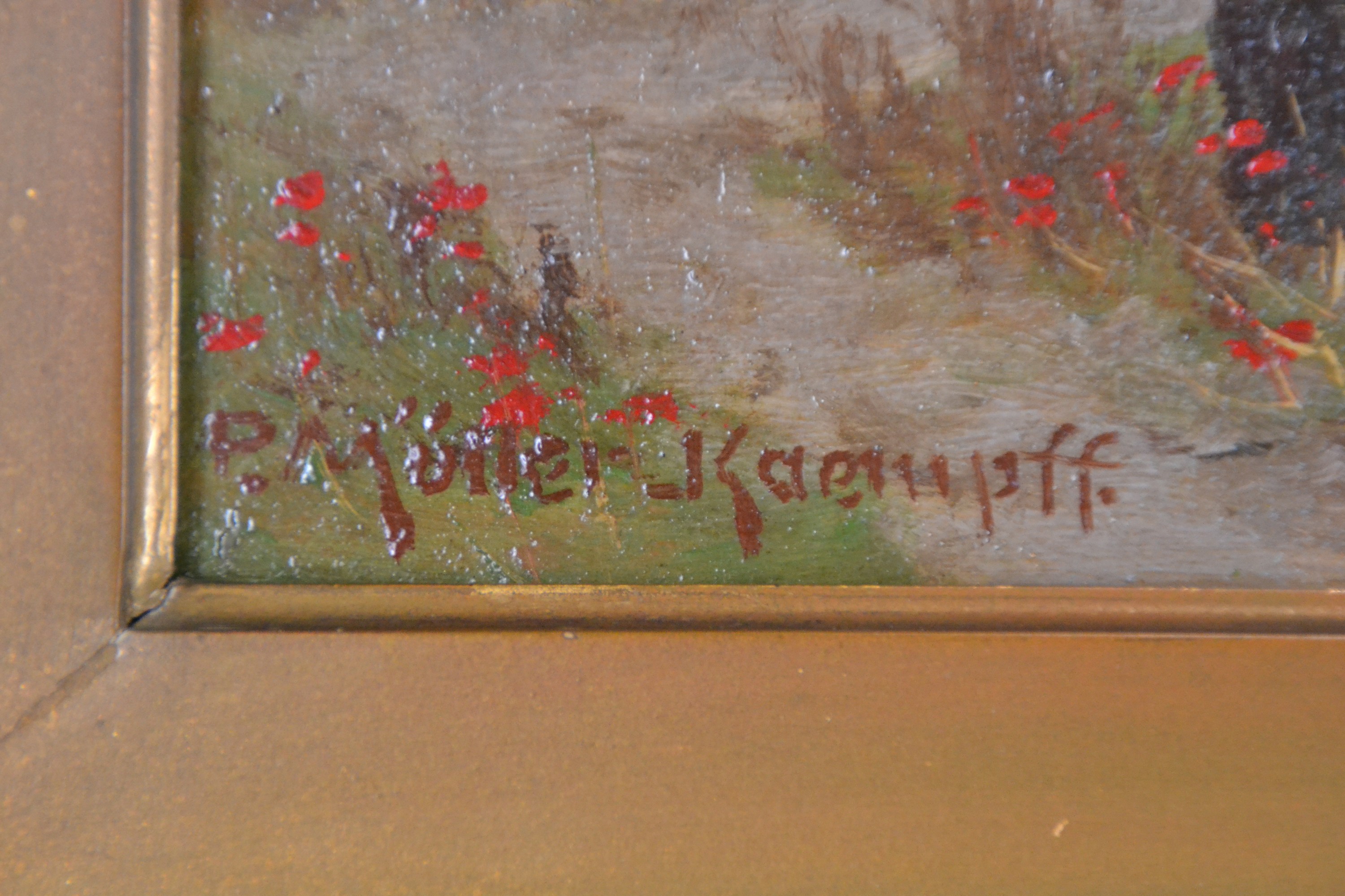 Detail d: Paul Müller-Kaempff, 1861 - 1941 Berlin, Pendant zu "Ein Tag im Sommer in den Wiesen bei Ahrenshoop. Blühender Mohn am Fuß der Birken", ...