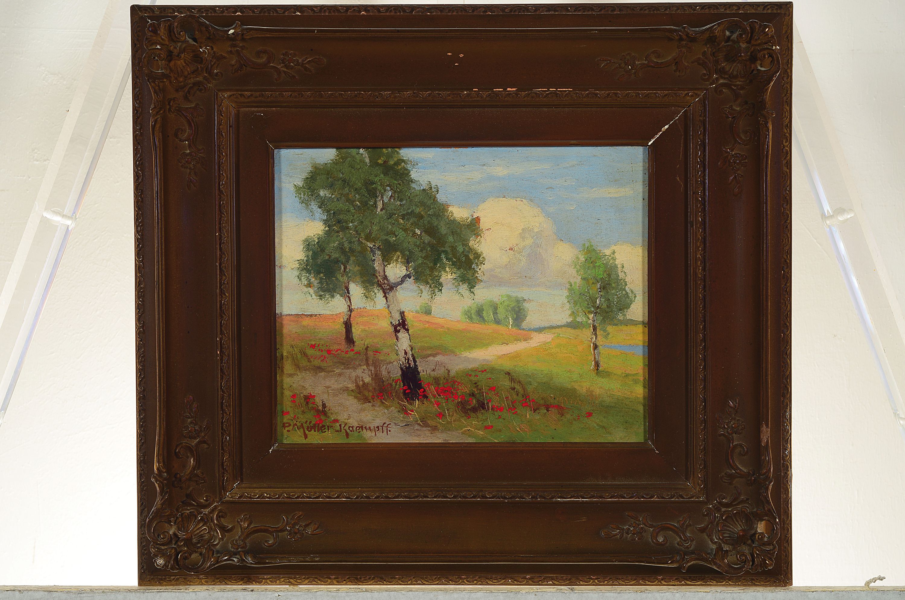 Detail k: Paul Müller-Kaempff, 1861 - 1941 Berlin, Pendant zu "Ein Tag im Sommer in den Wiesen bei Ahrenshoop. Blühender Mohn am Fuß der Birken", ...