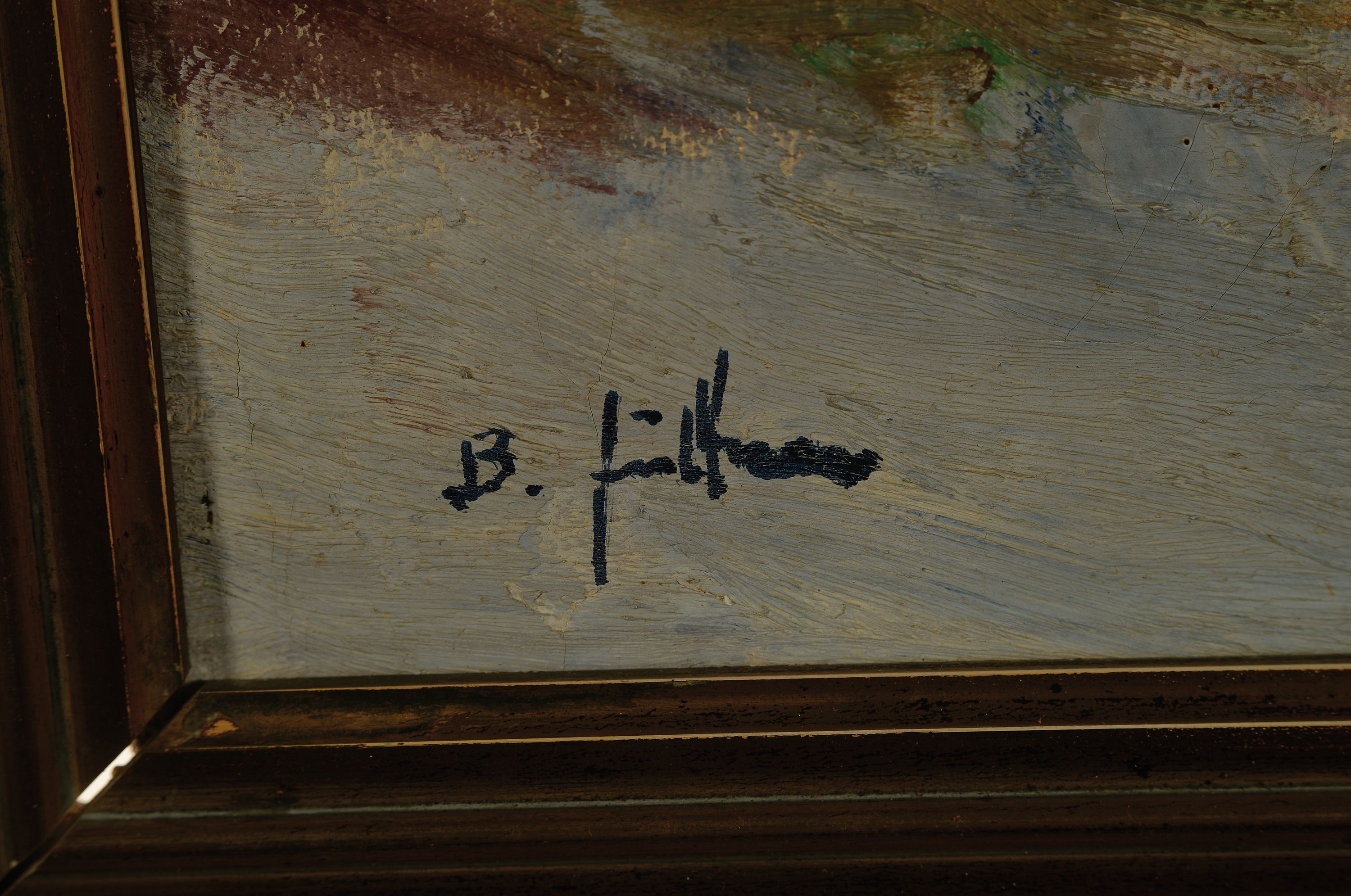 Detail l: Ungedeuteter Künstler Anfang des 20.Jh., Winterlandschaft, pastoser Farbauftrag, links unten unleserlich signiert, 75x64 cm, Rahmen