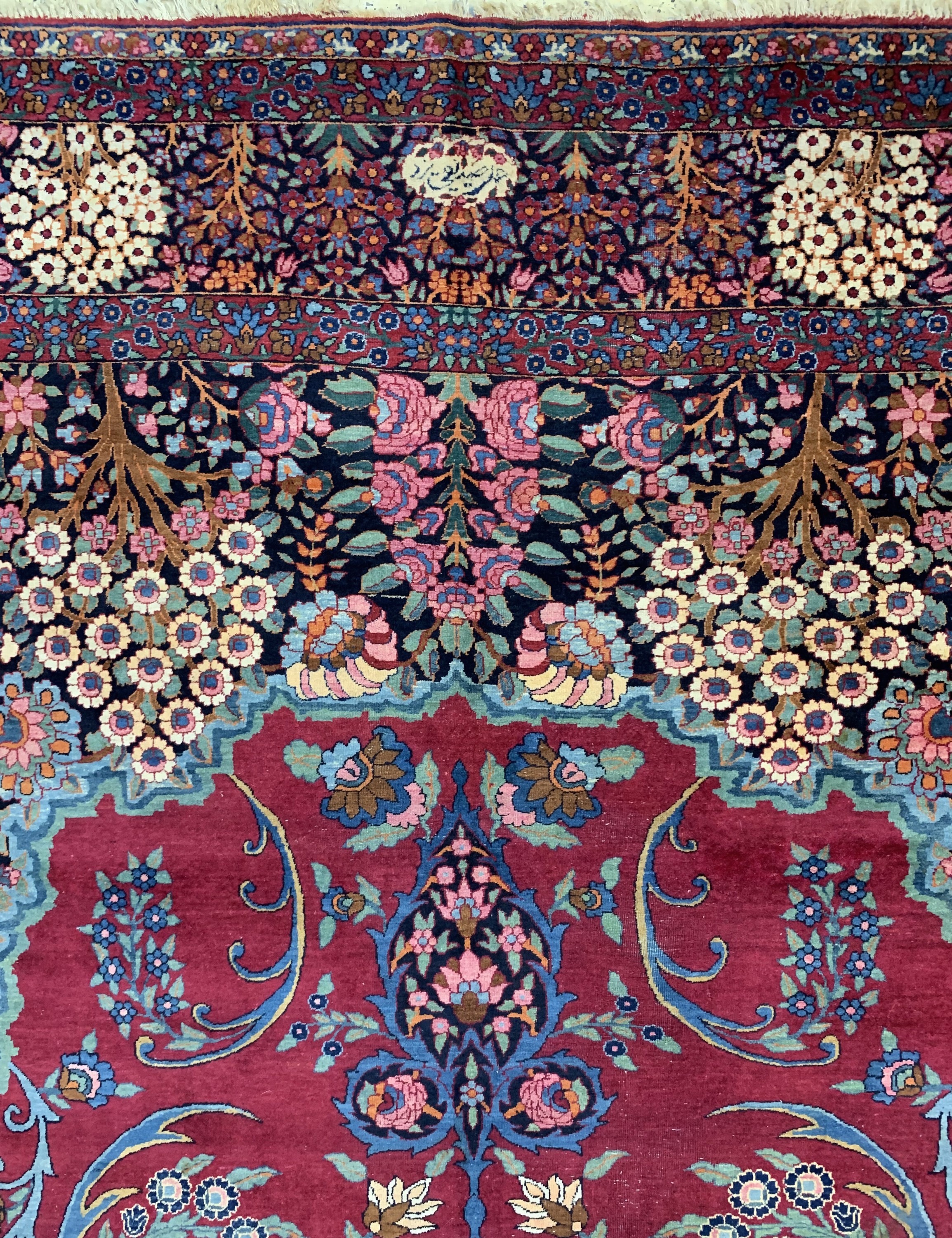 Detail d: Yazd antik, signiert, Persien, um 1910/1920, Wolle auf Baumwolle, ca. 420 x 295 cm, EHZ: 3