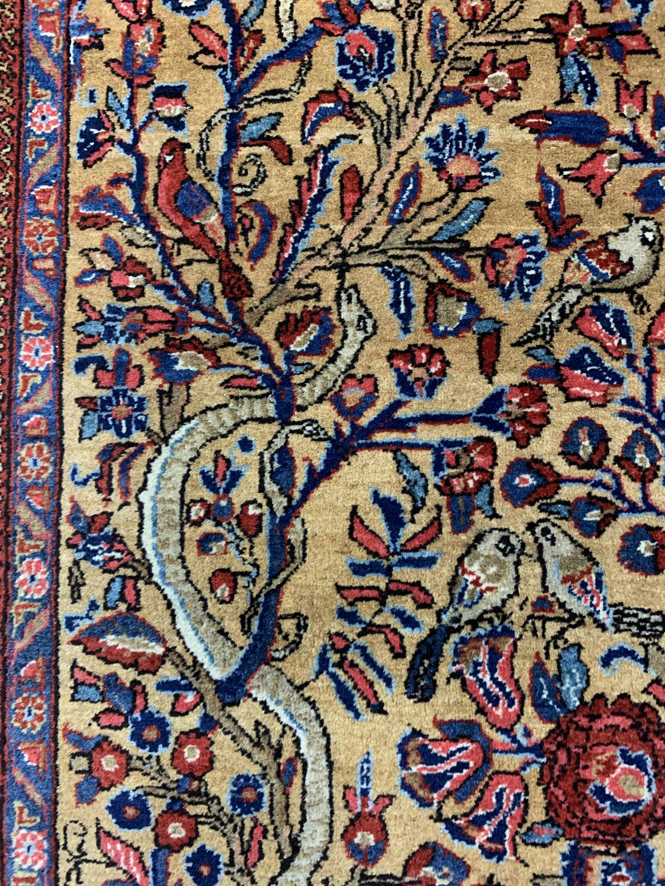Detail e: Seltener antiker Keschan, Persien, um 1900,Korkwolle auf Baumwolle, ca. 200 x 130 cm, EHZ: 1-2