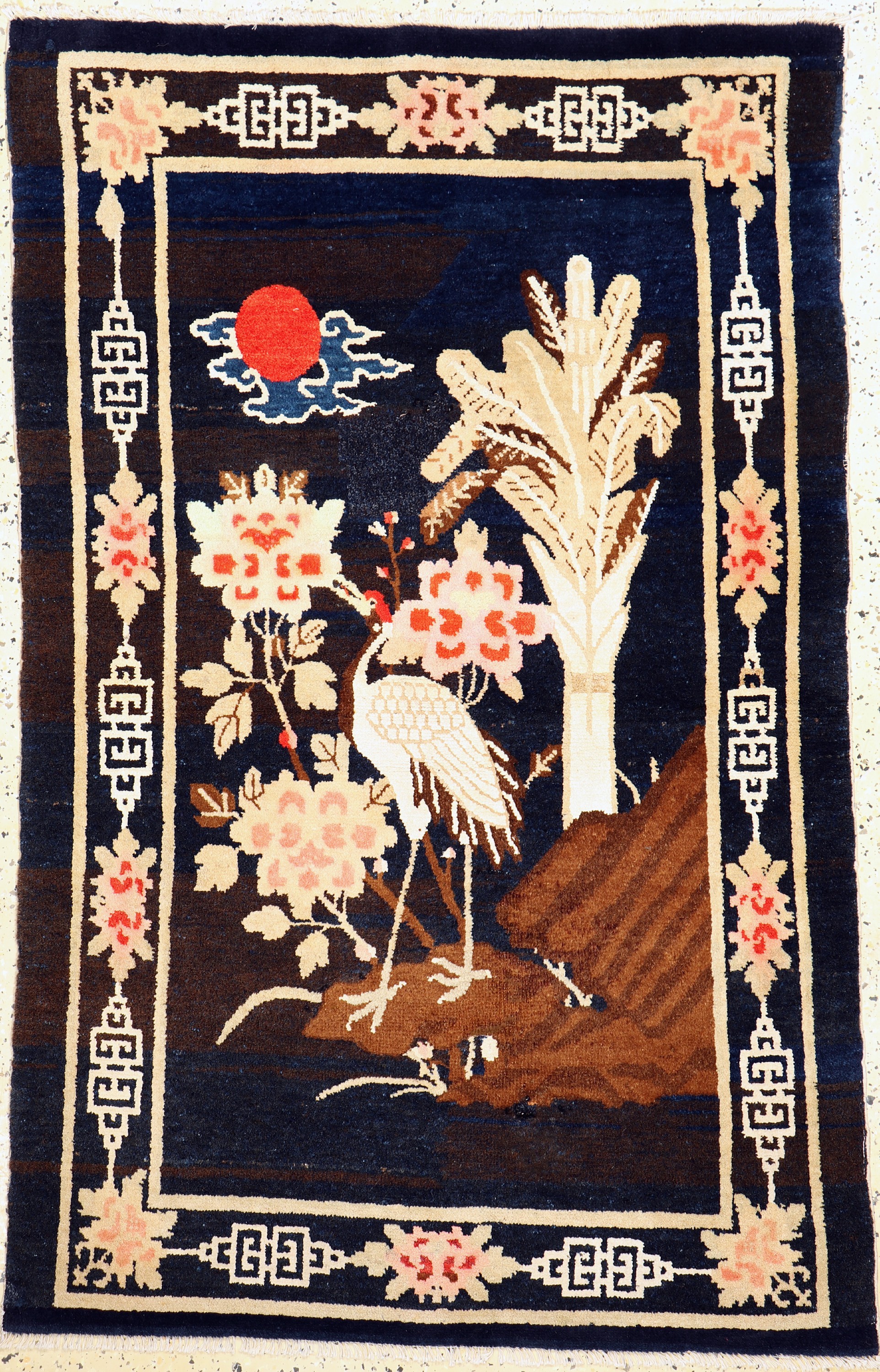 Pao Tow antik, China, um 1900, Wolle auf Baumwolle, ca. 150 x 100 cm, Restauriert, EHZ:2-3