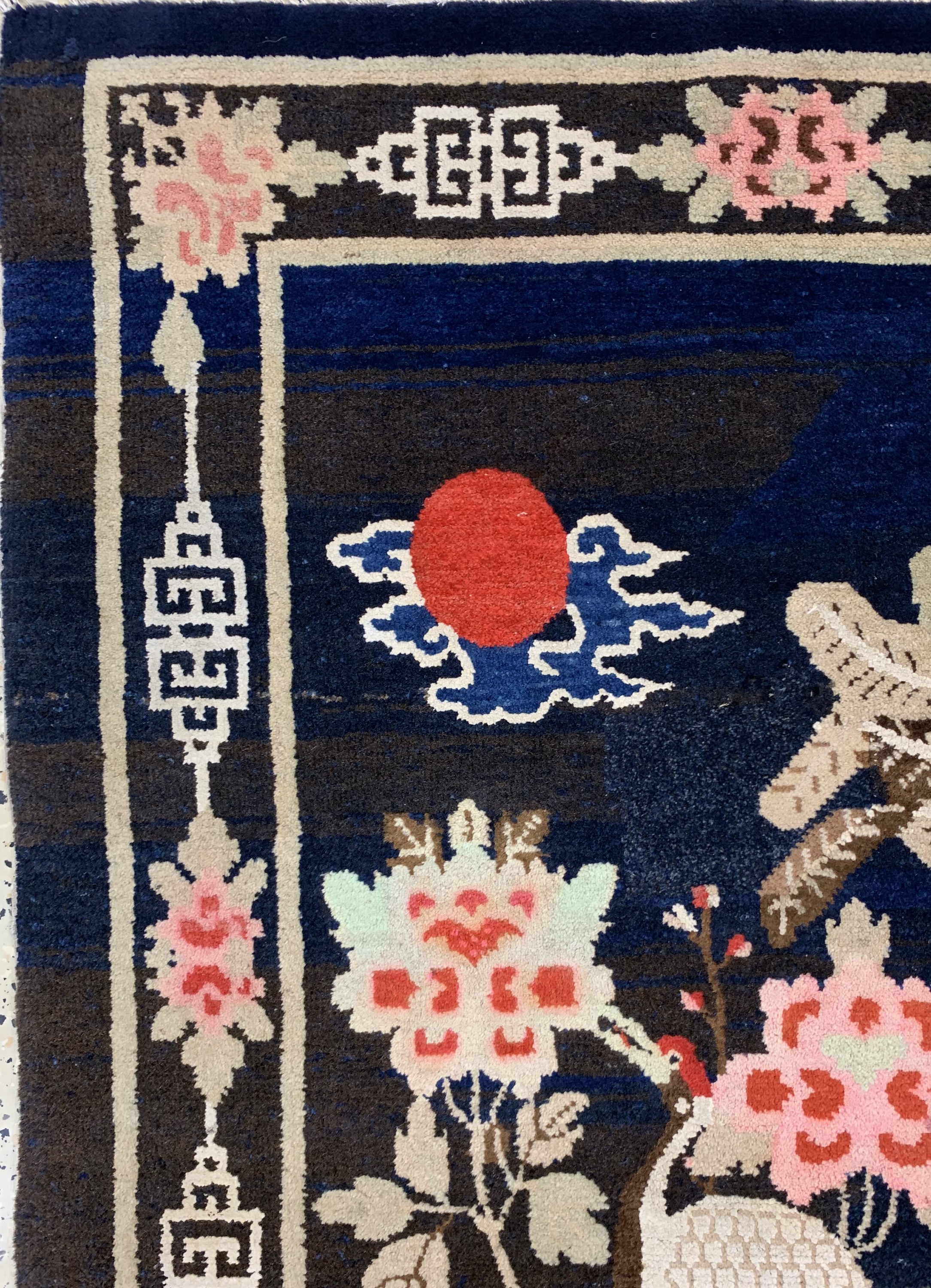 Detail c: Pao Tow antik, China, um 1900, Wolle auf Baumwolle, ca. 150 x 100 cm, Restauriert, EHZ:2-3