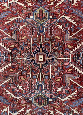 26773371b - Heriz old, Persia, early 20th century, wool oncotton, approx. 344 x 275 cm, condition: 2-3. Rugs, Carpets & Flatweaves