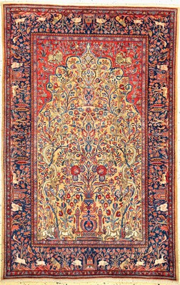 Image 26773378 - Rare antique Kashan, Persia, around 1900, corkwool on cotton, approx. 200 x 130 cm, condition: 1-2. Rugs, Carpets & Flatweaves