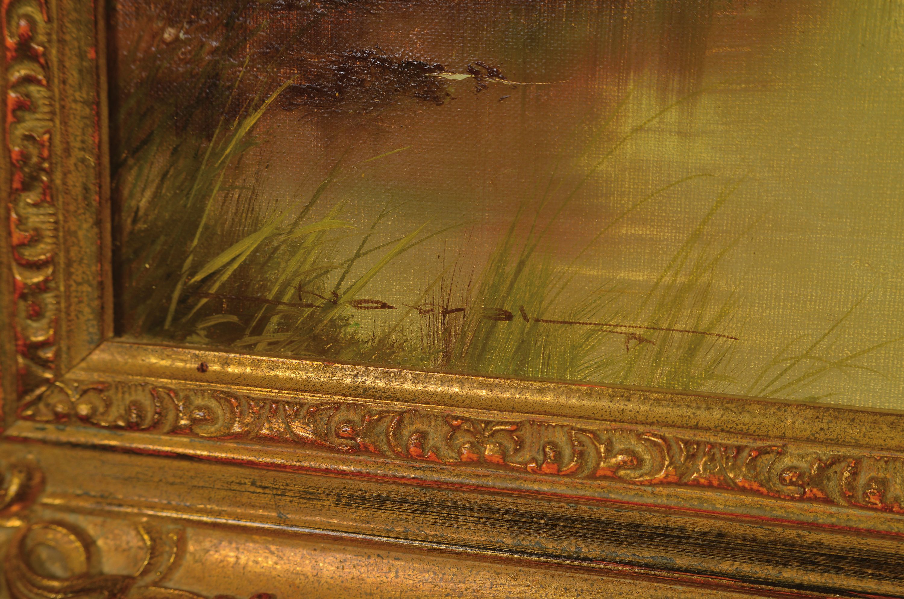 Detail a: Eduard Nowack, geb. 1921 in Herne, Studium in den USA, hier: Voralpenlandschaft mit Hirte und Fleckvieh am Bach, Öl/Lwd, li. u. signiert, ca. 70 x ...