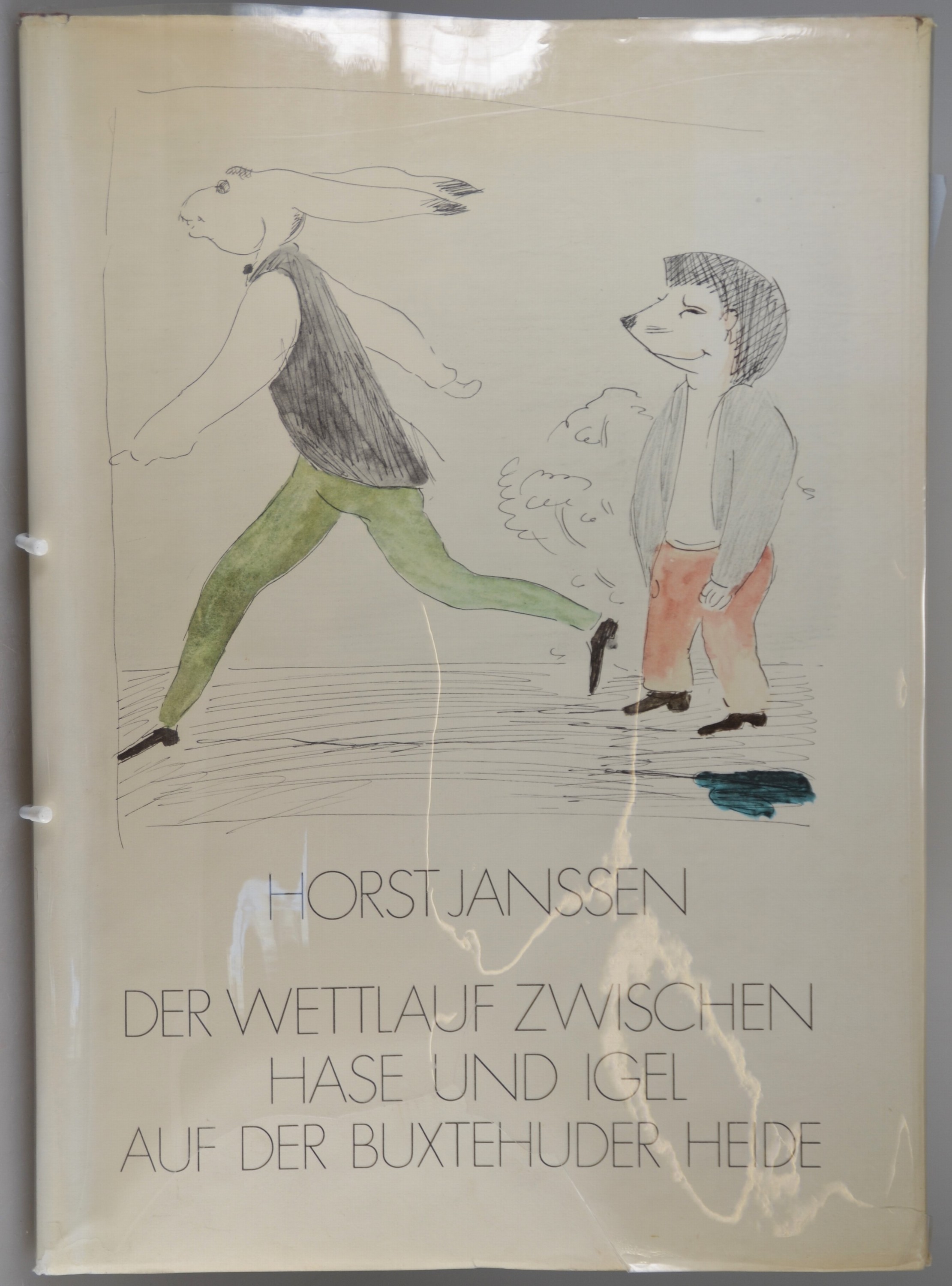 Detail c: Horst Janssen, 1929-1995 Hamburg, "Der Wettlauf zwischen Hase und Igel auf der Buxtehuder Heide", Pfullingen 1973, Vorzugsausgabe mit einer ...