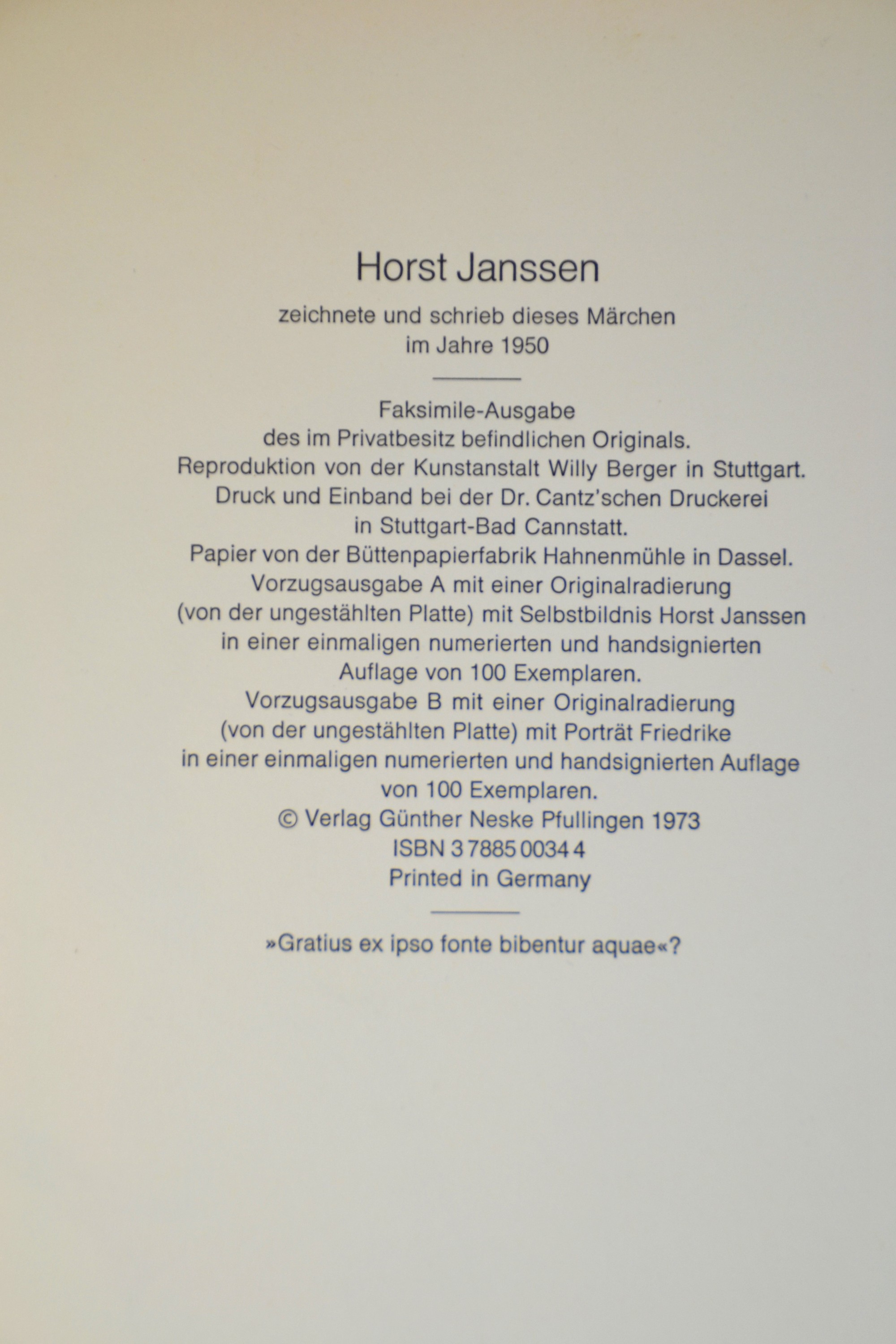 Detail e: Horst Janssen, 1929-1995 Hamburg, "Der Wettlauf zwischen Hase und Igel auf der Buxtehuder Heide", Pfullingen 1973, Vorzugsausgabe mit einer ...