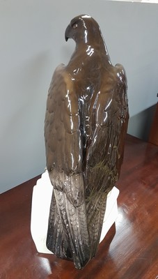 26773823c - Very large eagle sculpture, design, Wanke, around 1920, earthenware, painted, slightly damaged on the base, signed, stamp mark illegible, probably Czechoslovakia, approx. 46 x 42 x 22 cm