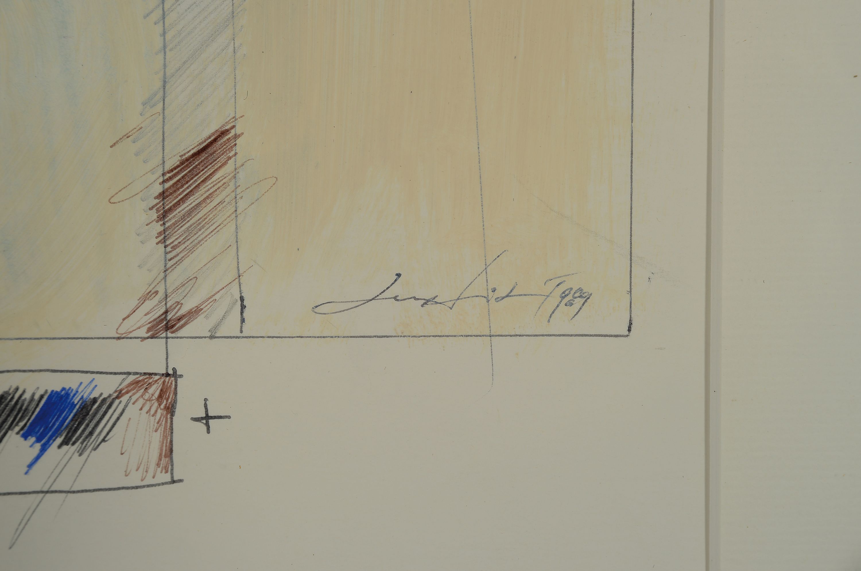 Detail l: Gerd Ditz, 1941-2004 Landau/Pfalz, Ohne Titel, Mischtechnik auf Papier, sign. und dat. 1989, ca. 24x22cm, PP, u.Gl., R. ca. 53x45cm.Studium an der ...