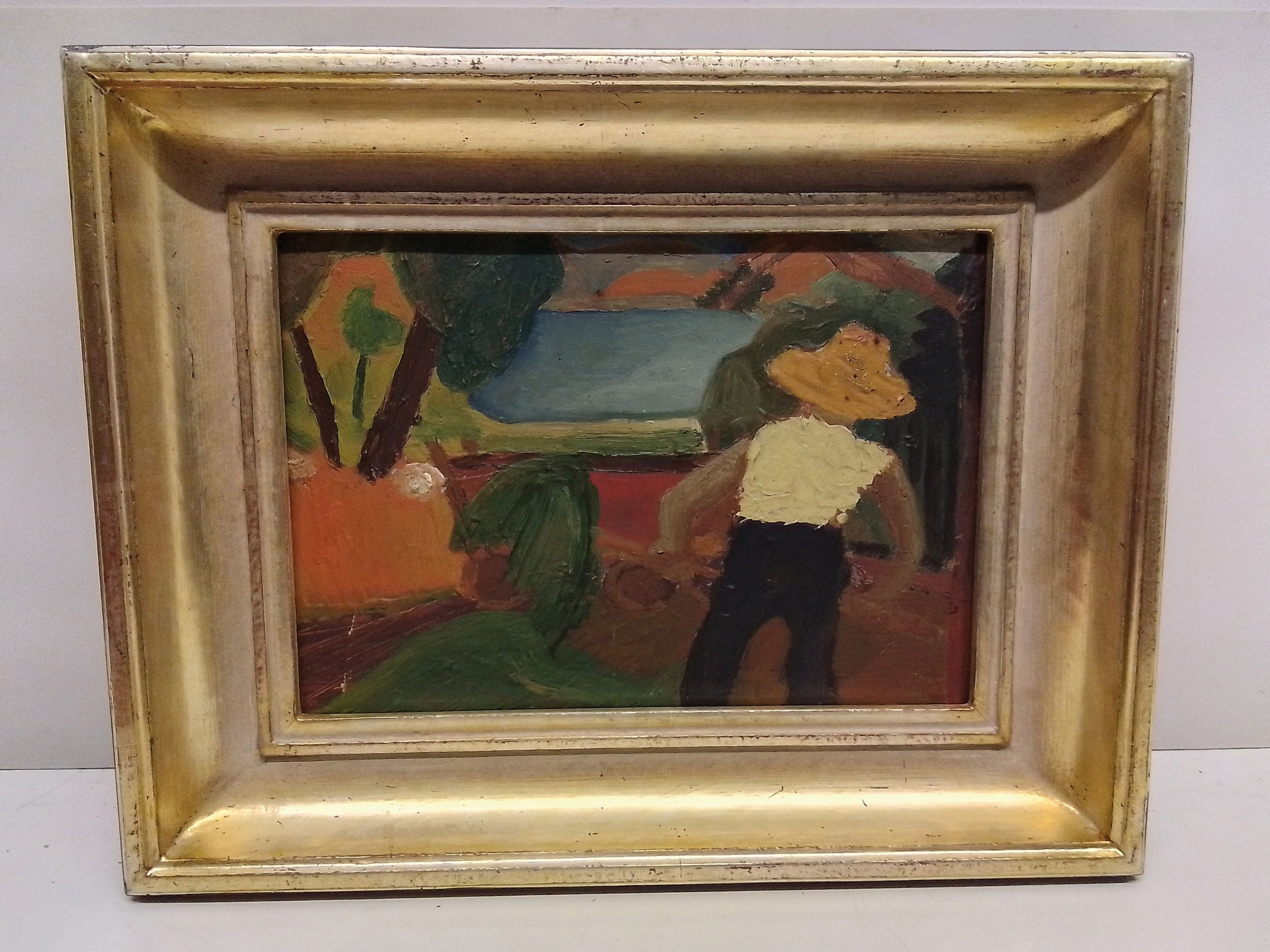 Detail k: Engelbert Pichler, 1896 Charlottenburg-1965 Brusino Arszio am Luganer See, Bauer mit gelbem Hut, so verso betitelt, signiert und dat. 1937, ...