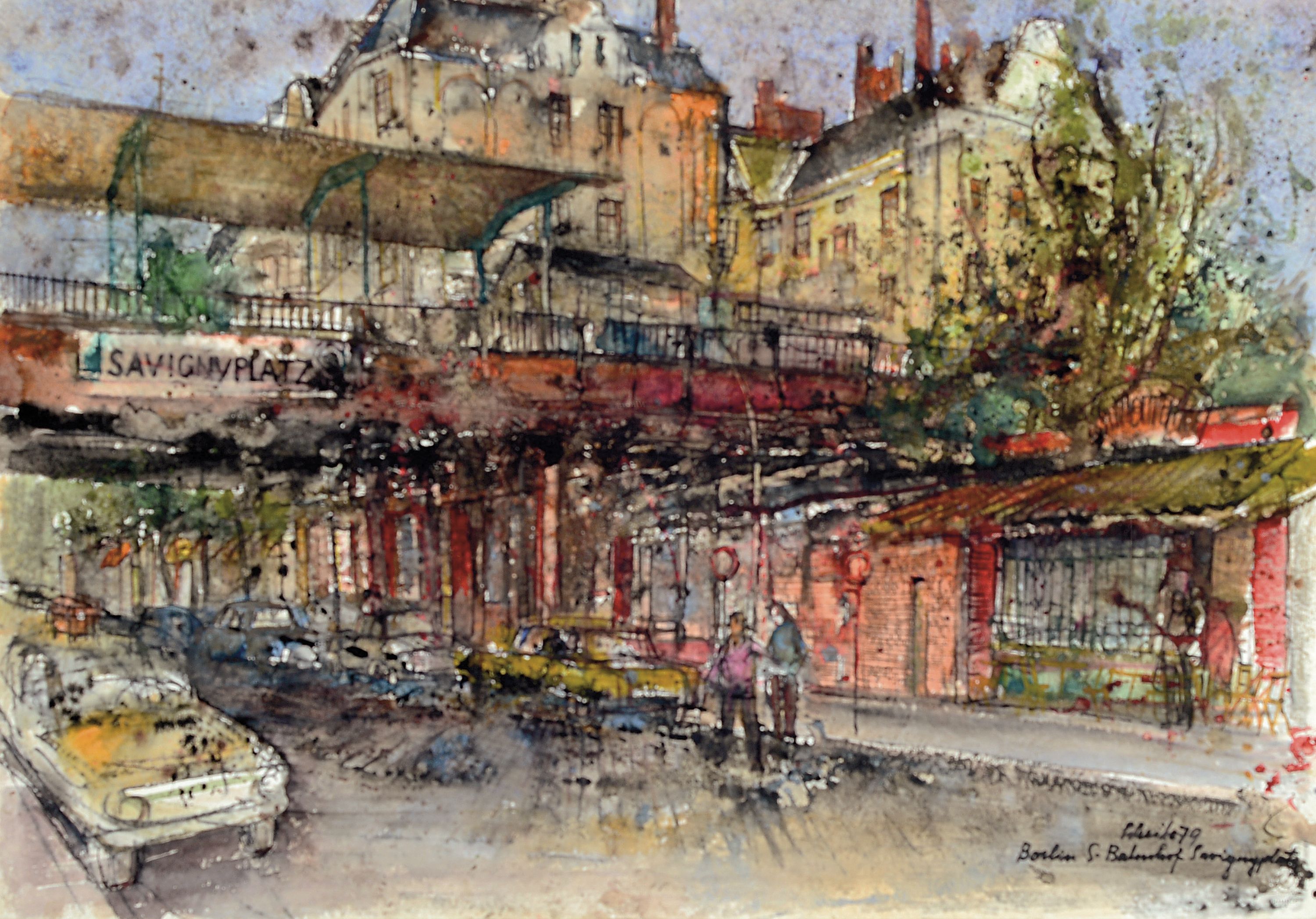 Emil Jürgen Scheibe, 1914-2008 München, Berlin S-Bahnhof Savignyplatz, Tusche und Aquarell auf Papier, rechts unten sign. und dat. 79, ...