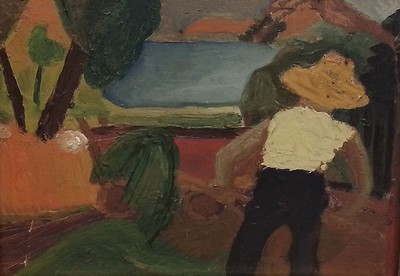 Image Engelbert Pichler, 1896 Charlottenburg-1965 Brusino Arszio at Lake Lugano, farmer with ...