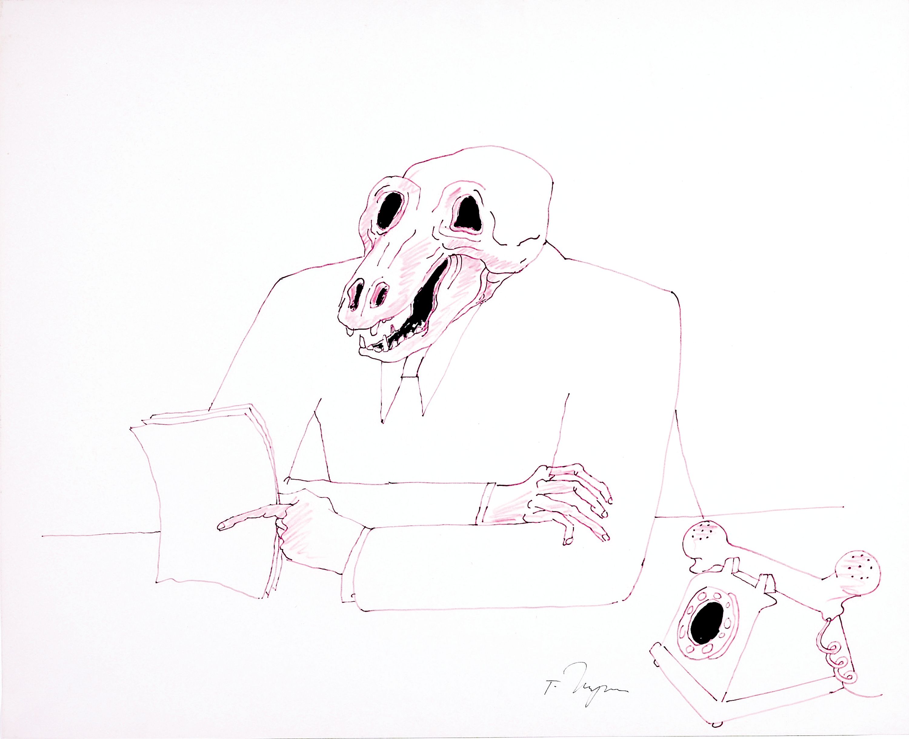 Tomi Ungerer, 1931-2019, Ohne Titel, Filzstift und Tusche auf Papier, rechts unten handsign., ca. 52x65cm, PP, u.Gl., R. ca. 72x83cm