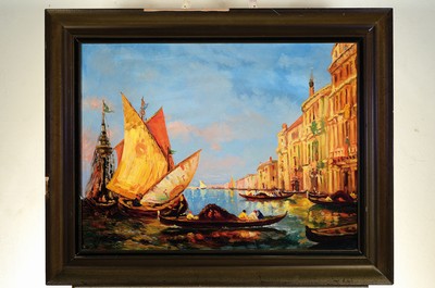 26774254k - E. Münster, painter of the early 20th century, View from Venice, oil/canvas, signed lower right