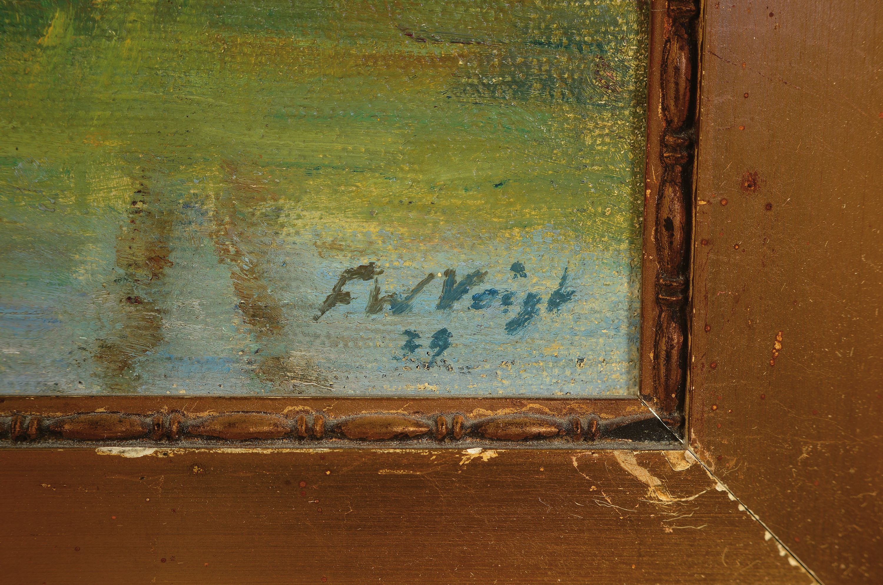 Detail a: Franz Wilhelm Voigt, 1867 Hof - 1949 München, süddeutsche Landschaft, Öl/Lwd, re. unten signiert u. unleserlich dat. 19 bez. bei Grafrath, ca. 47 ...