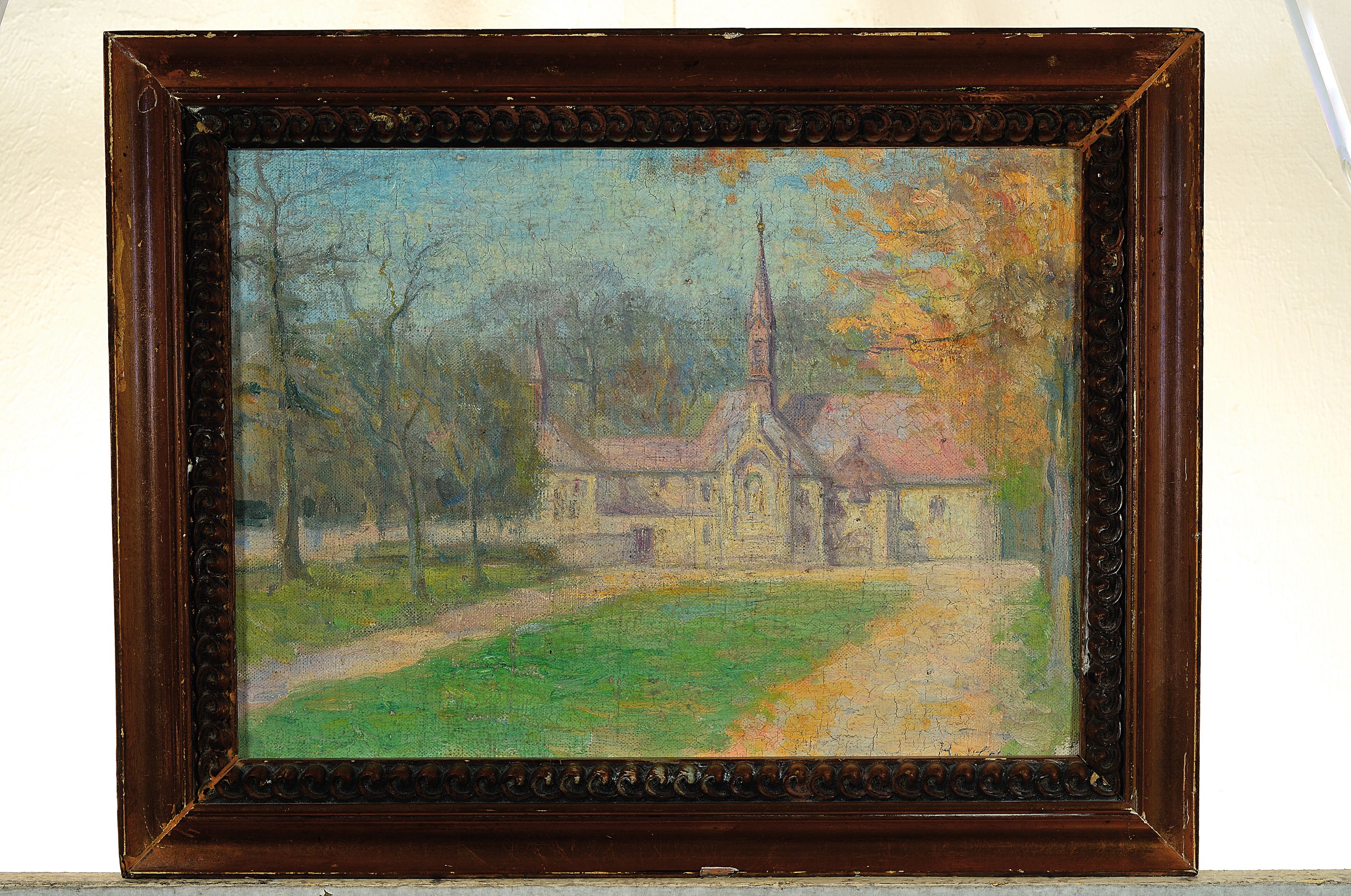 Detail k: Deutscher Impressionist, um 1900, bez. H. Olde, sommerliche Ansicht eines wohl norddeutschen Klosters mit Landschaftsgarten, helles Kolorit mit ...