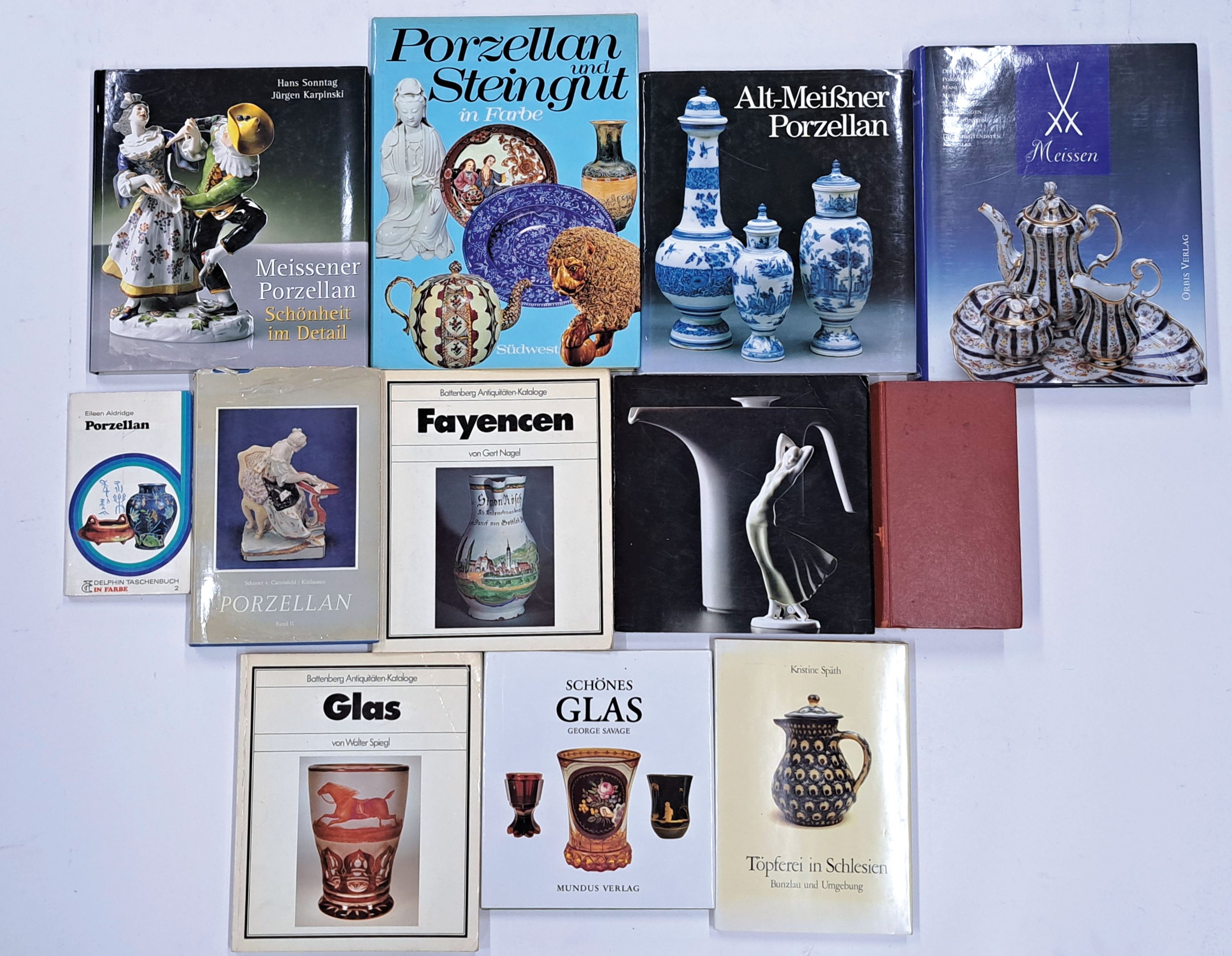 12 Fachbücher zum Thema Porzellan, Keramik, Glas, u.a. Meissen, Orbis Verlag; Alt Meißner Porzellan in Dresden, Weltbild Verlag; Meissener ...