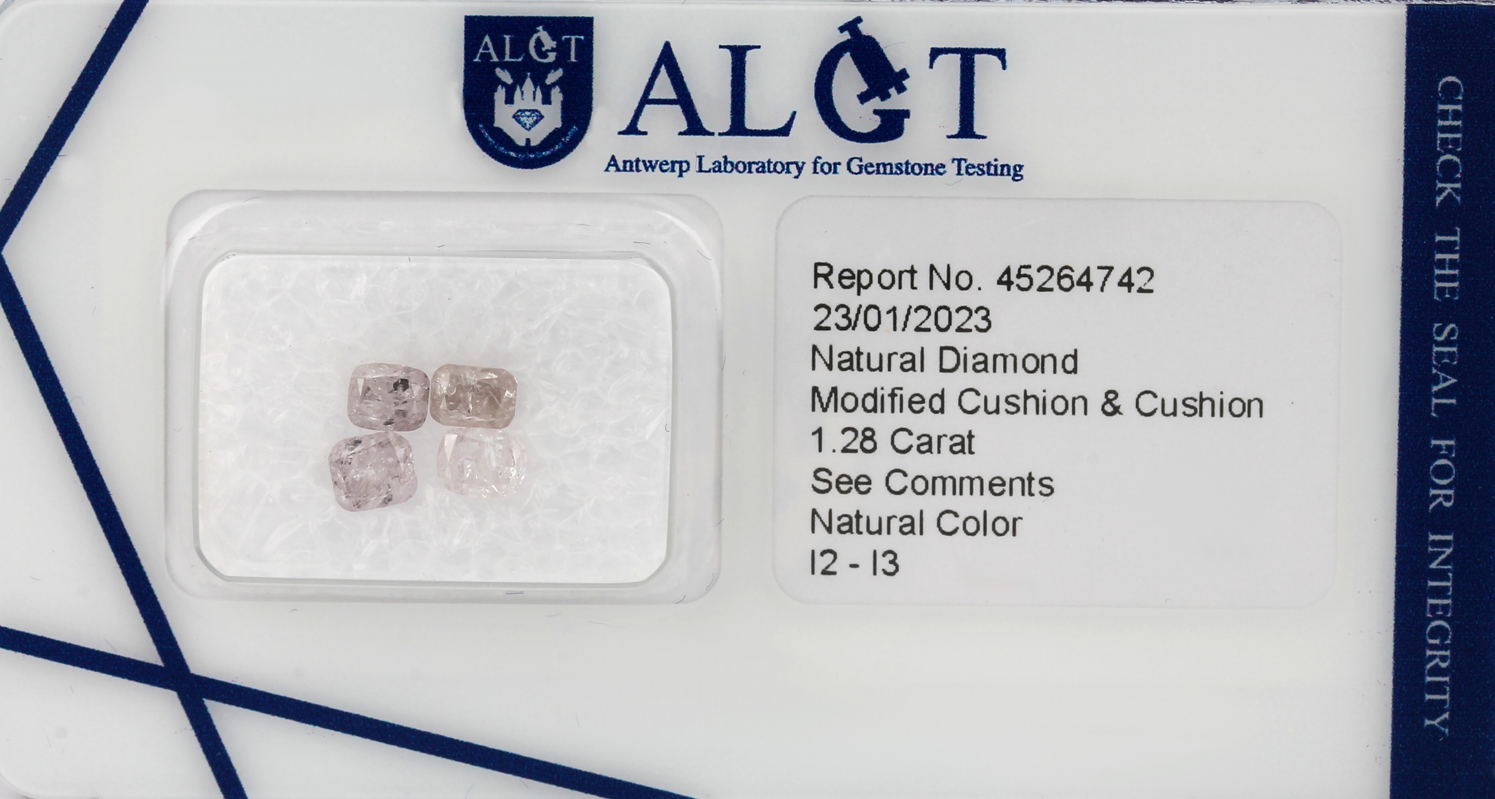 Lot lose Diamanten, 1.28 ct, in versch. Pinktönen/p1-3, mit ALGT-Expertise