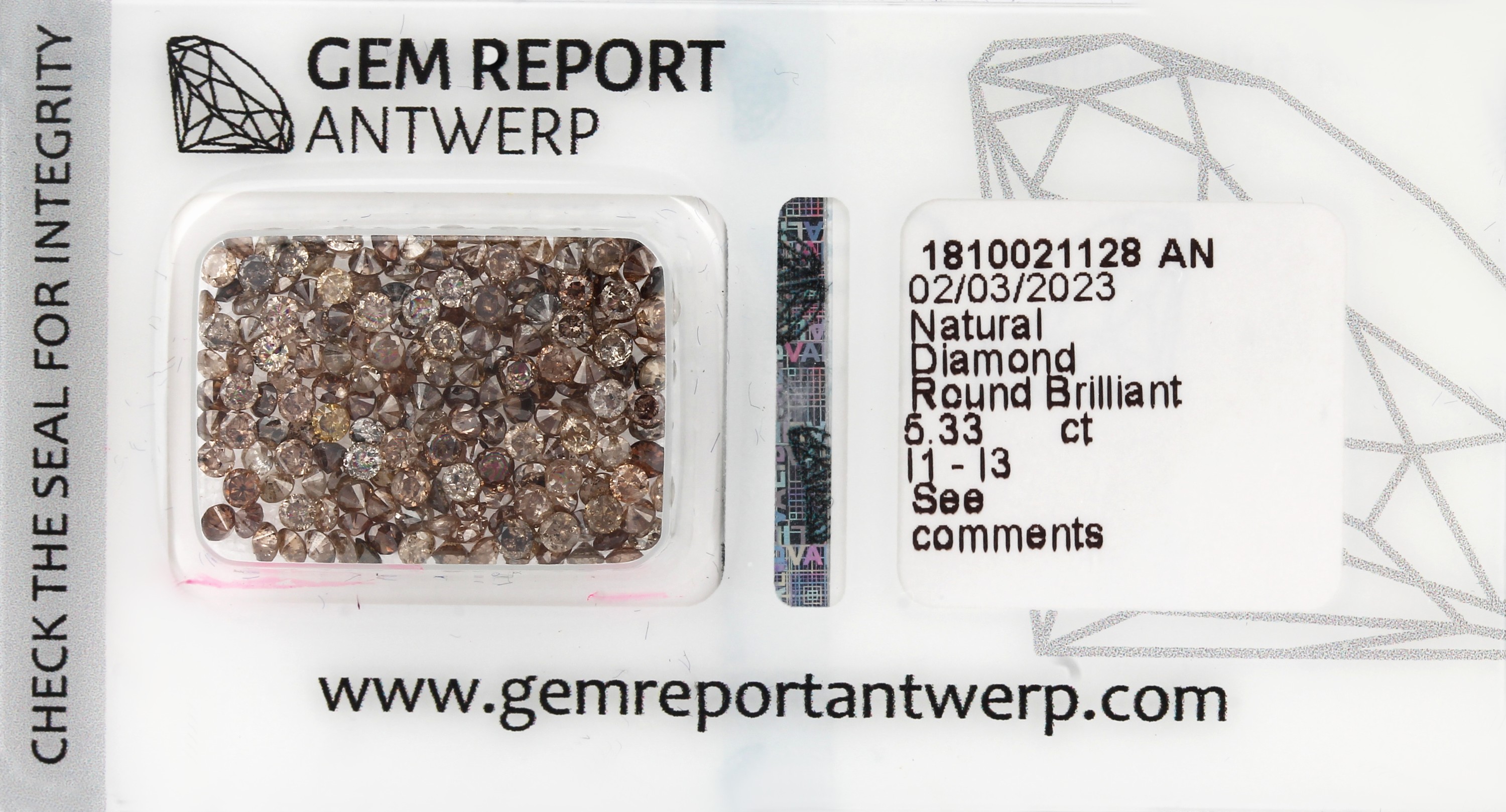 Lot lose Brillanten, 5.33 ct, in versch. Braun Tönen/p1-3, mit Gem-Report/Antwerp