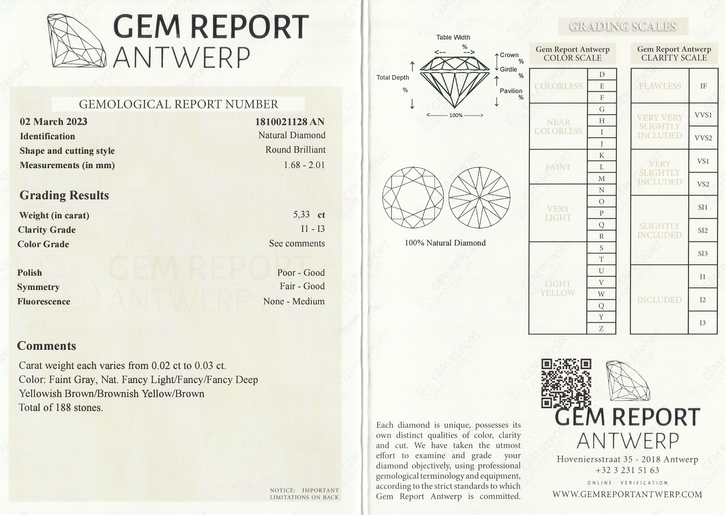 Detail a: Lot lose Brillanten, 5.33 ct, in versch. Braun Tönen/p1-3, mit Gem-Report/Antwerp
