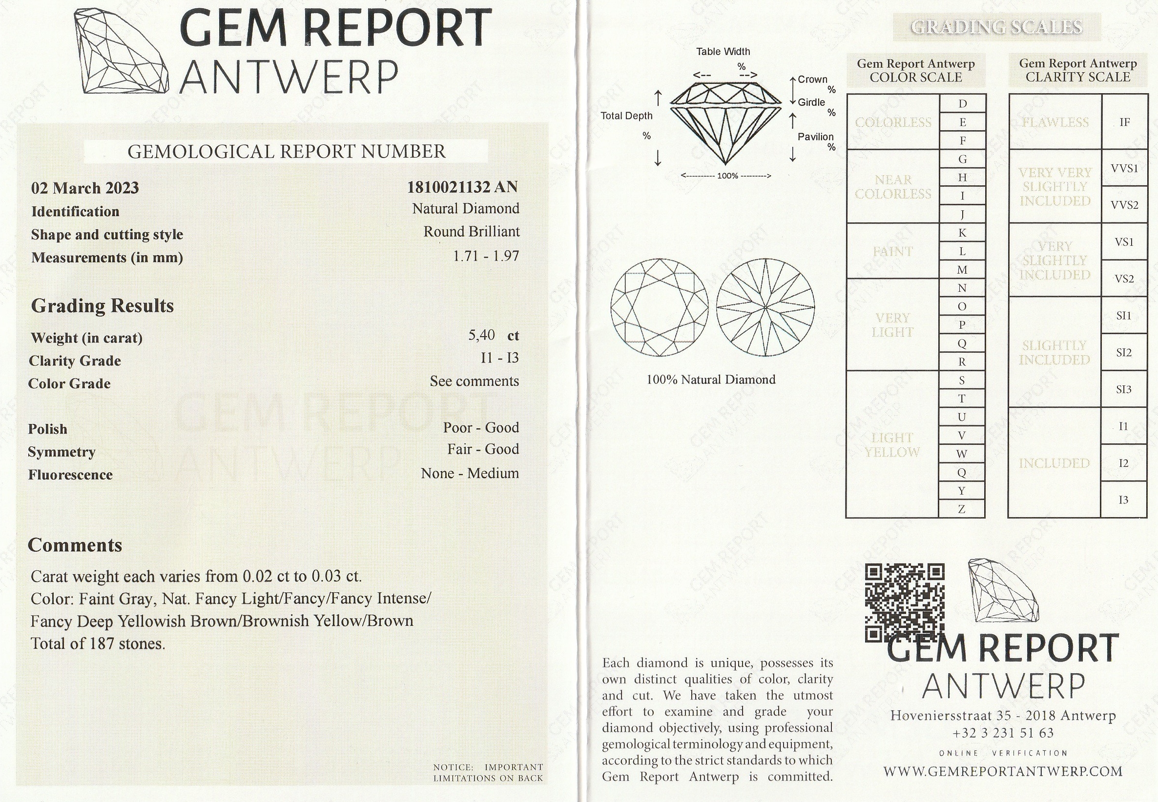 Detail a: Lot lose Brillanten, 5.40 ct, versch. Braun-Töne/p1-3, mit Gem-Report/Antwerp