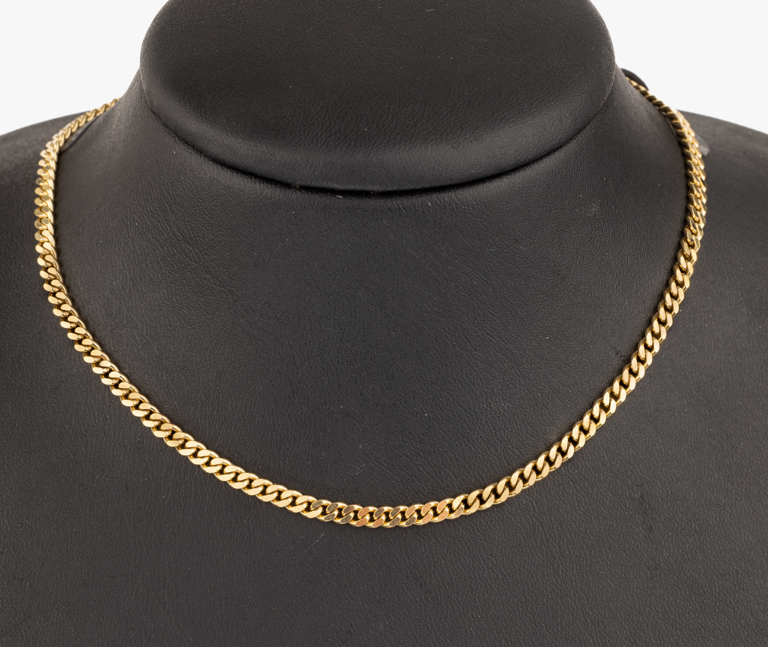 14 kt Gold Panzerkette, ca. 21.5 g, GG 585/000, L. ca. 60 cm, B. ca. 3 mm, Karabinerschließe