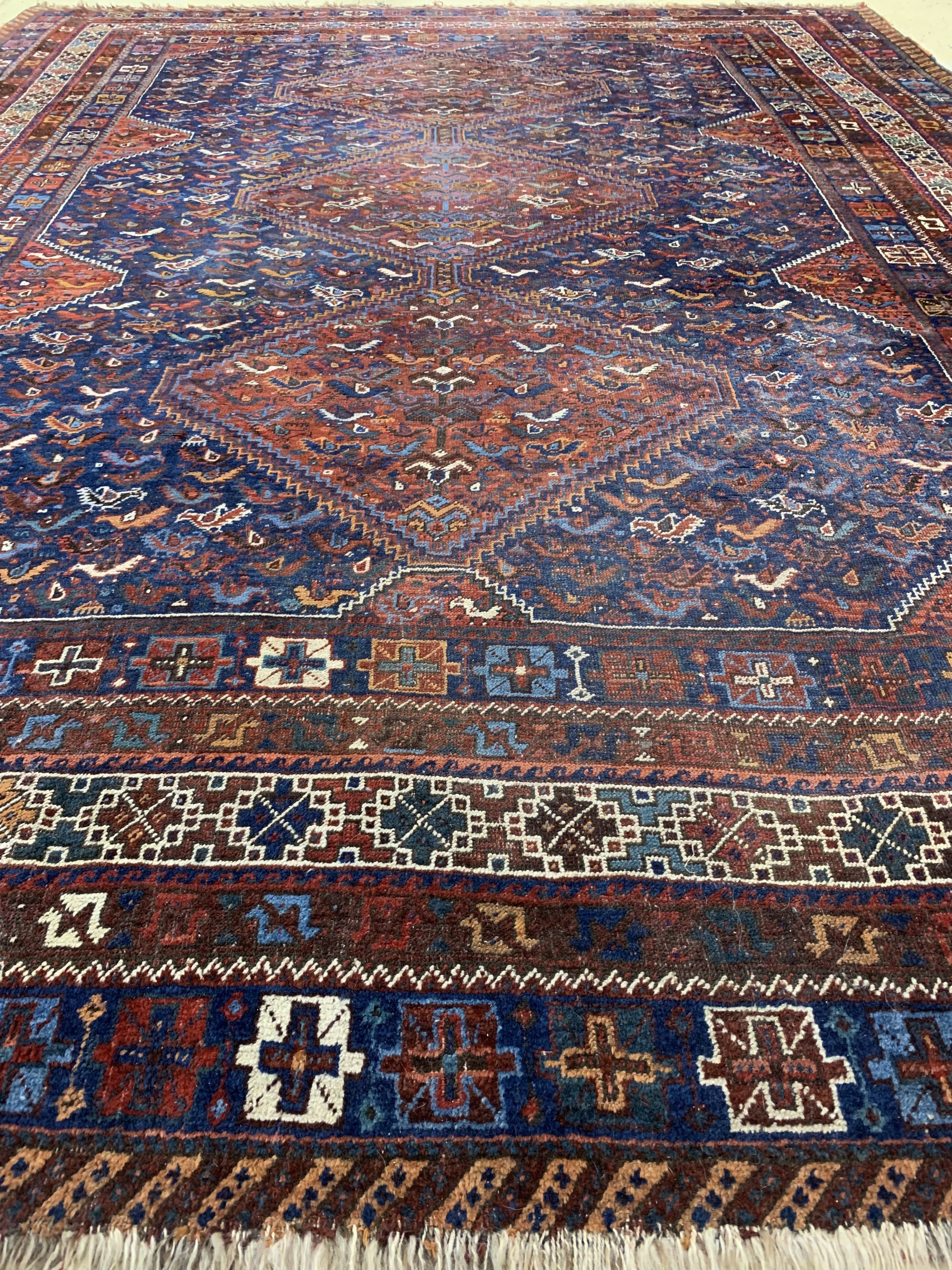 Detail d: Schiraz alt, Persien, Anfang 20.Jhd, Wolle auf Wolle, ca. 322 x 250 cm, EHZ: 3