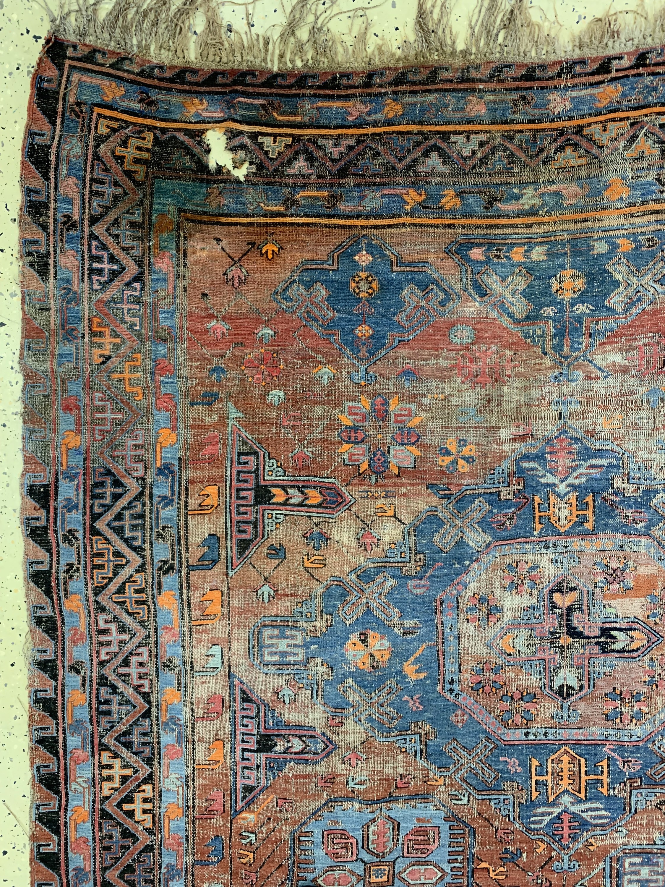 Detail f: Antiker Sumakh, Kaukasus, um 1900, Wolle auf Wolle, ca. 460 x 330 cm, EHZ: 4