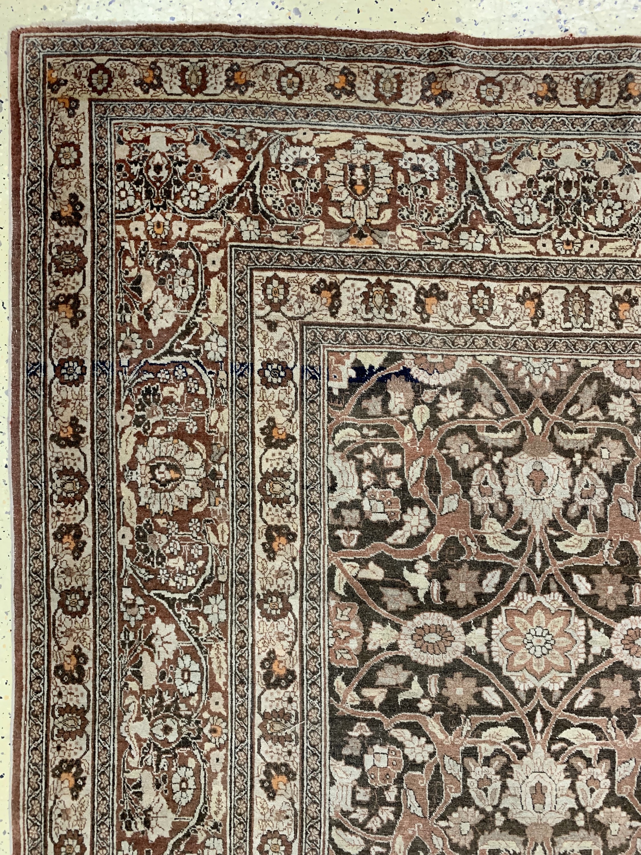 Detail d: Täbriz"Hadji-Jalili"antik, Persien, Ende 19.Jhd, Wolle auf Baumwolle, ca. 510 x 323 cm,EHZ: 3