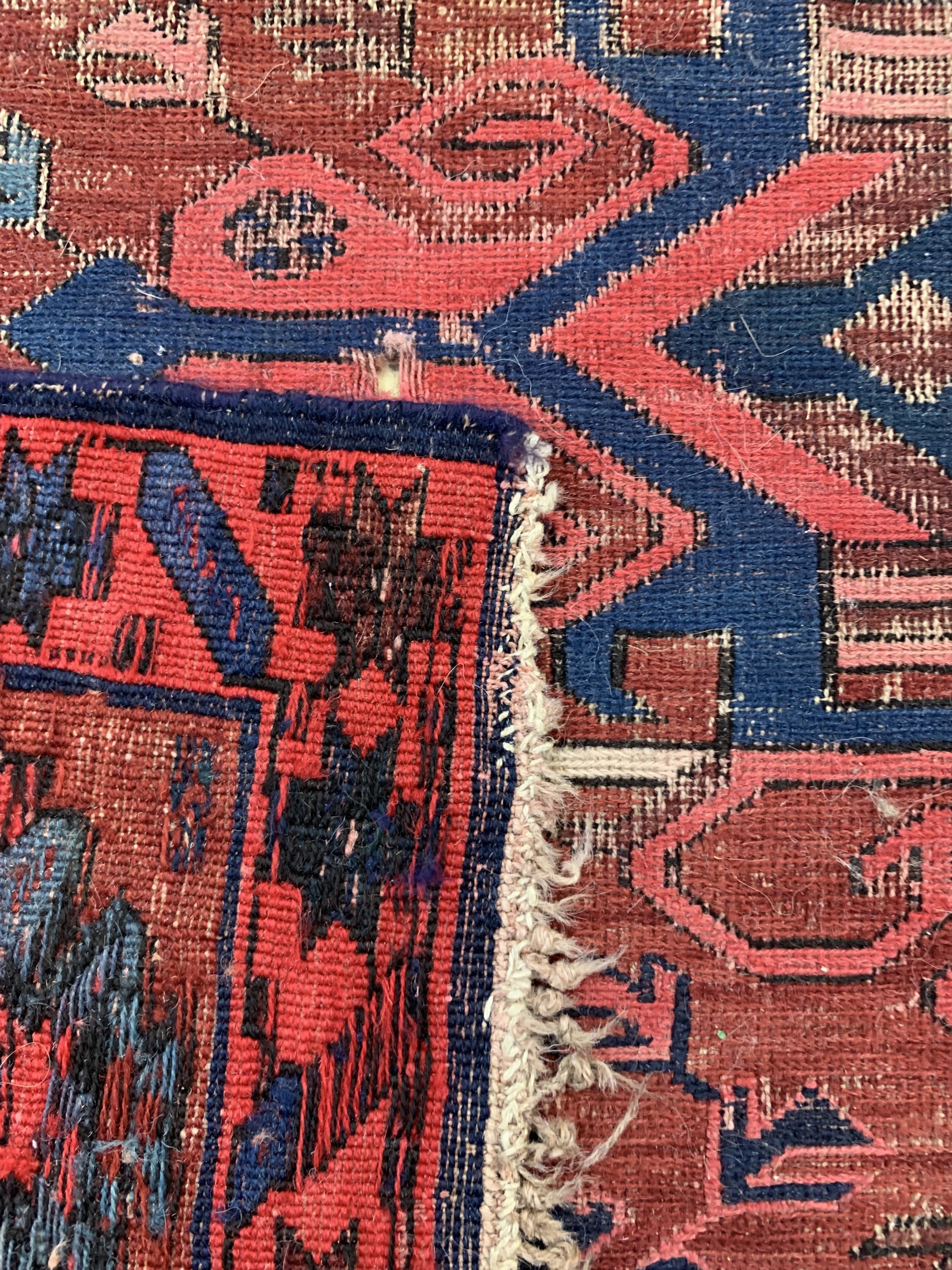 Detail e: Antiker Sumakh, Kaukasus, Ende 19.Jhd, Wolle auf Wolle, ca. 200 x 140 cm, EHZ: 3