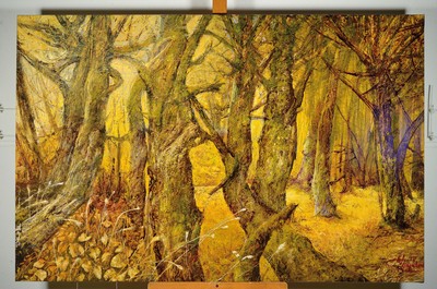 Image 26774627 - Bajalanlou, contemporary Iranian artist, autumn forest with gnarled trees, oil/canvas, signed lower right, 96x144 cm, unframed