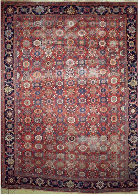 Image 26774635 - Saruk#"Mahal#"antique, Persia, end of 19th century, wool on cotton, approx. 420 x 312 cm,condition: 4. Rugs, Carpets & Flatweaves